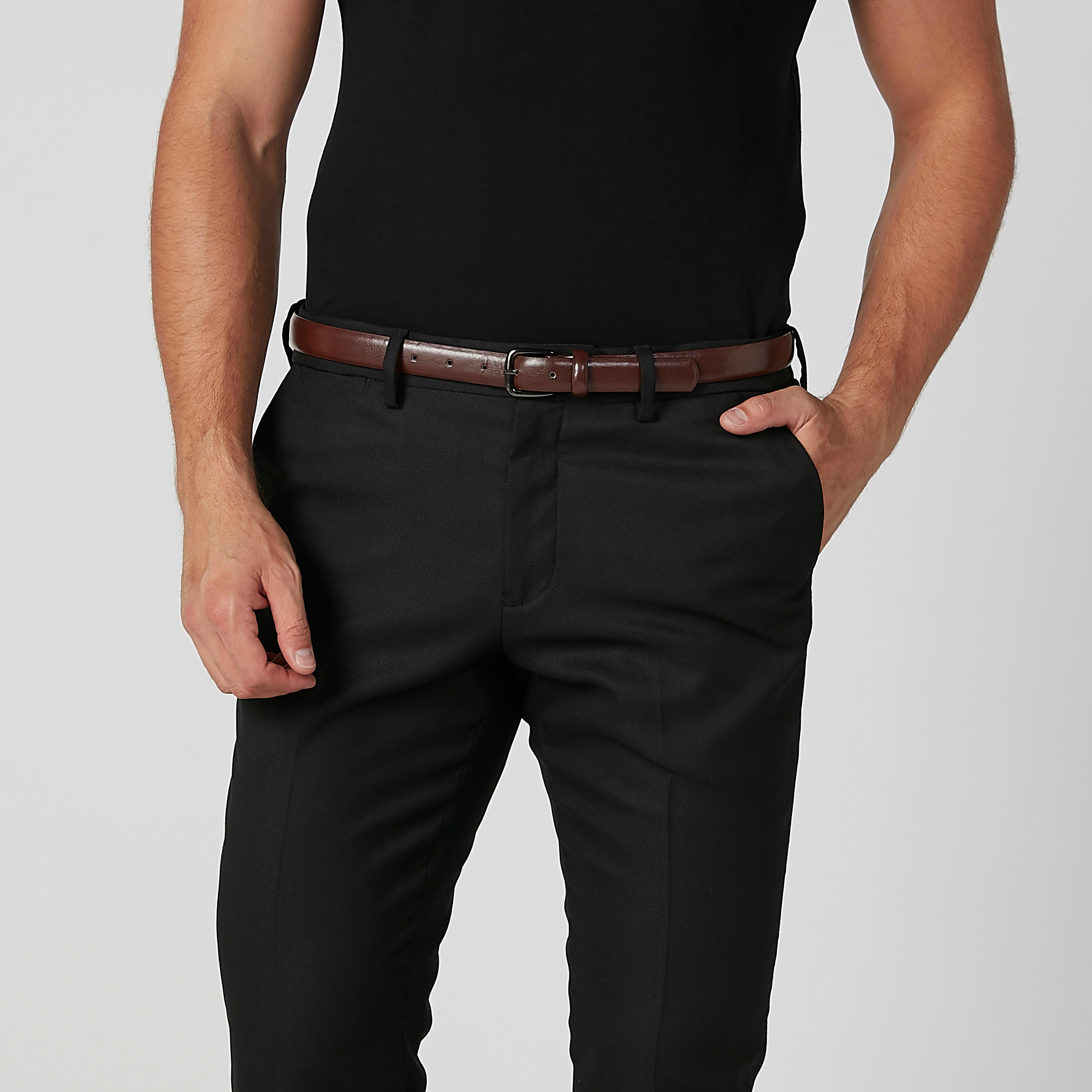 Full Length Plain Formal Trousers with Pocket Detail and Belt Loops-men-clothing-bottoms-trousersandchinos-trousers-image-4