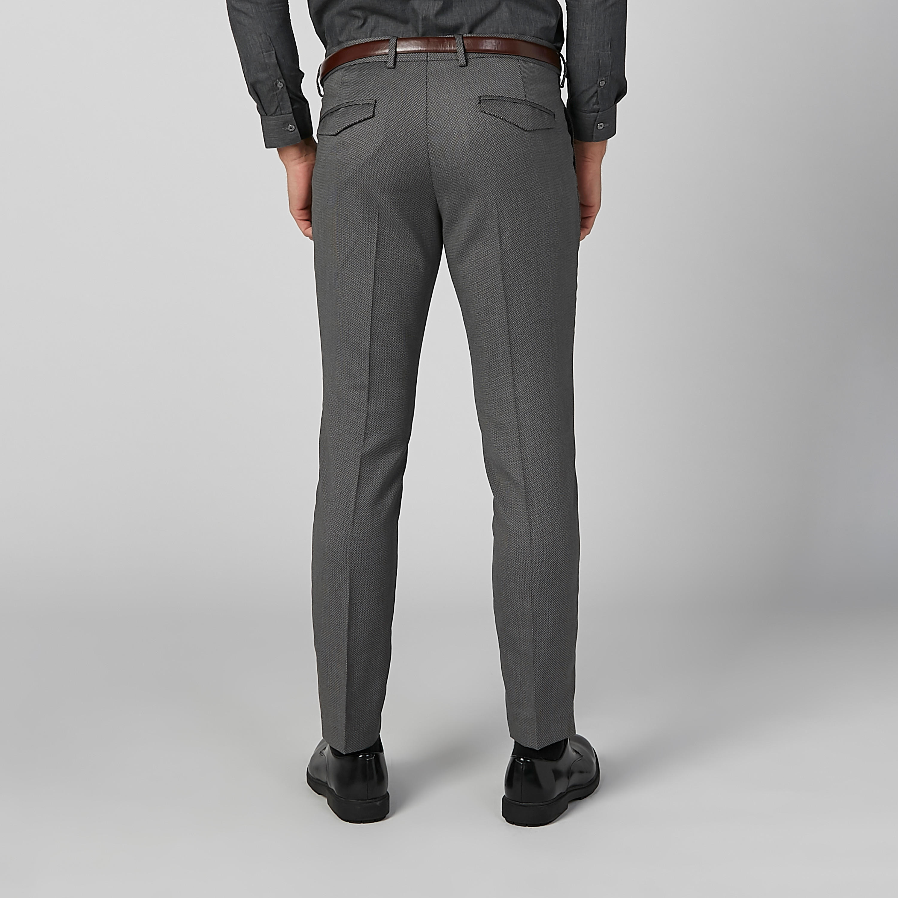 بنطال رسمي طويل بارز الملمس بجيوب وحلقات للحزام-men-clothing-bottoms-trousersandchinos-trousers-image-5
