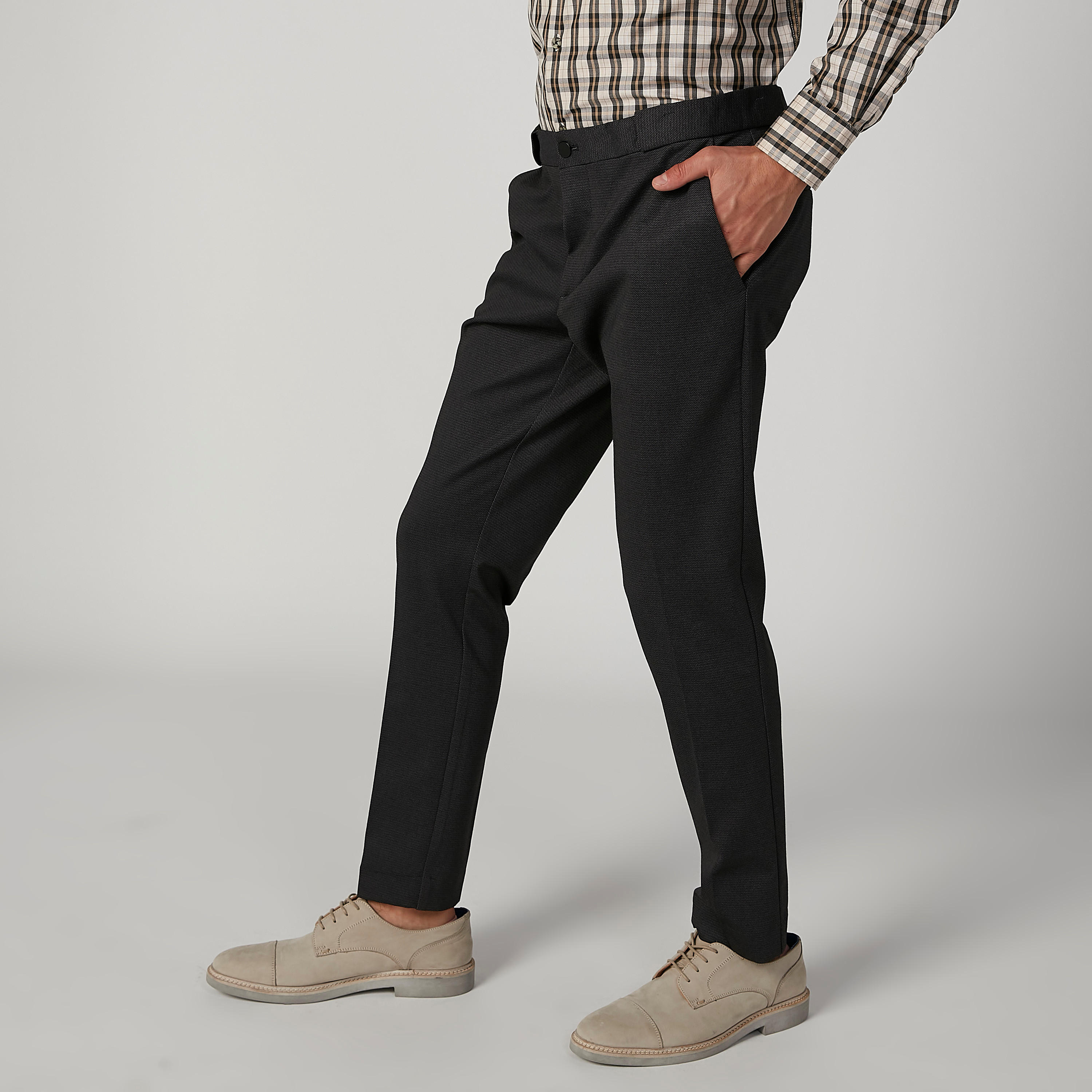 بنطلون سكيني بارز الملمس بخصر متوسط الارتفاع وجيوب-men-clothing-bottoms-trousersandchinos-trousers-image-3
