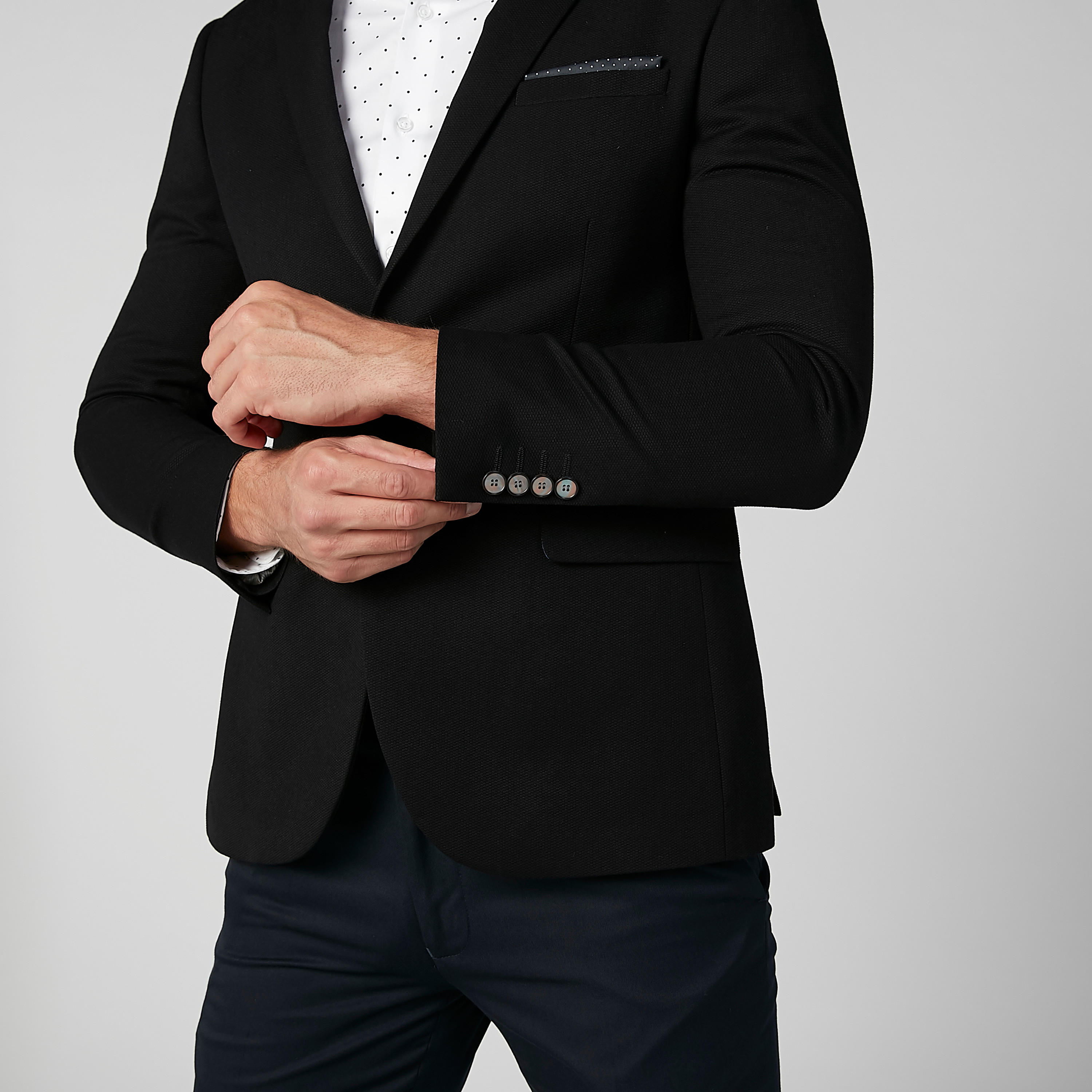 Slim Fit Plain Formal Blazer with Notched Lapel and Flap Pockets-men-winterwear-jacketsandblazers-image-5