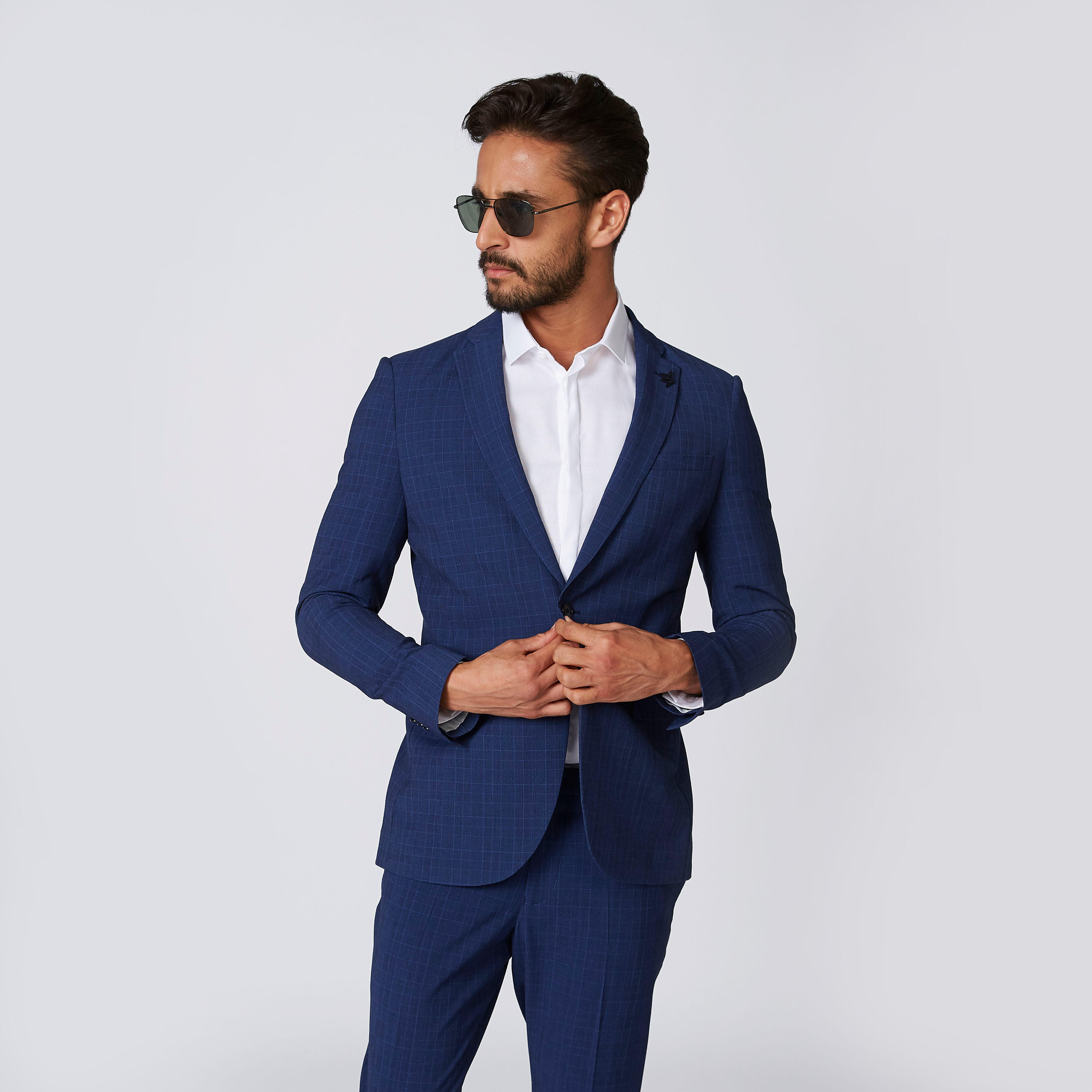 بليزر كاروهات بقصّة سكيني وياقة طويلة وأكمام طويلة-men-winterwear-jacketsandblazers-image-1