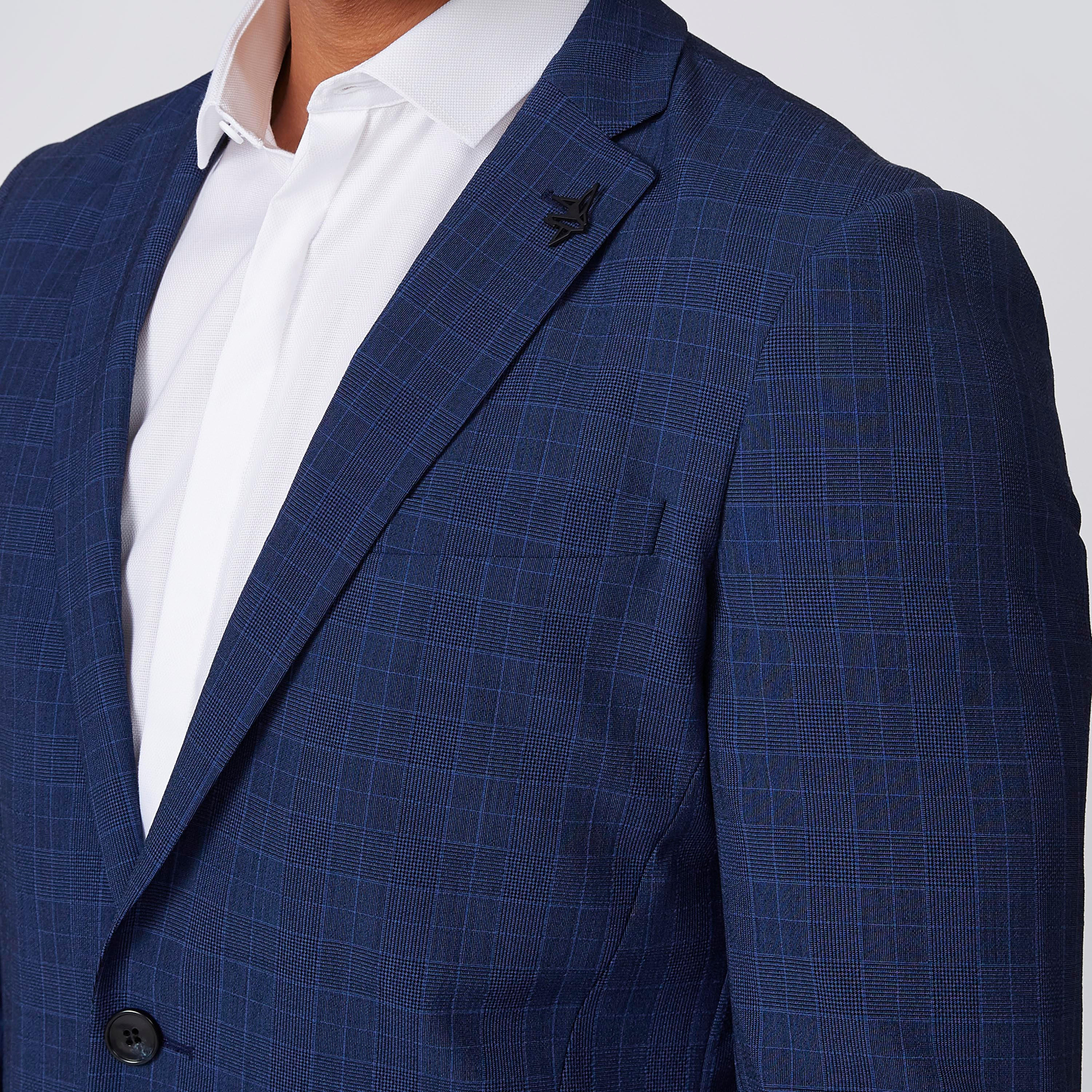 بليزر كاروهات بقصّة سكيني وياقة طويلة وأكمام طويلة-men-winterwear-jacketsandblazers-image-4