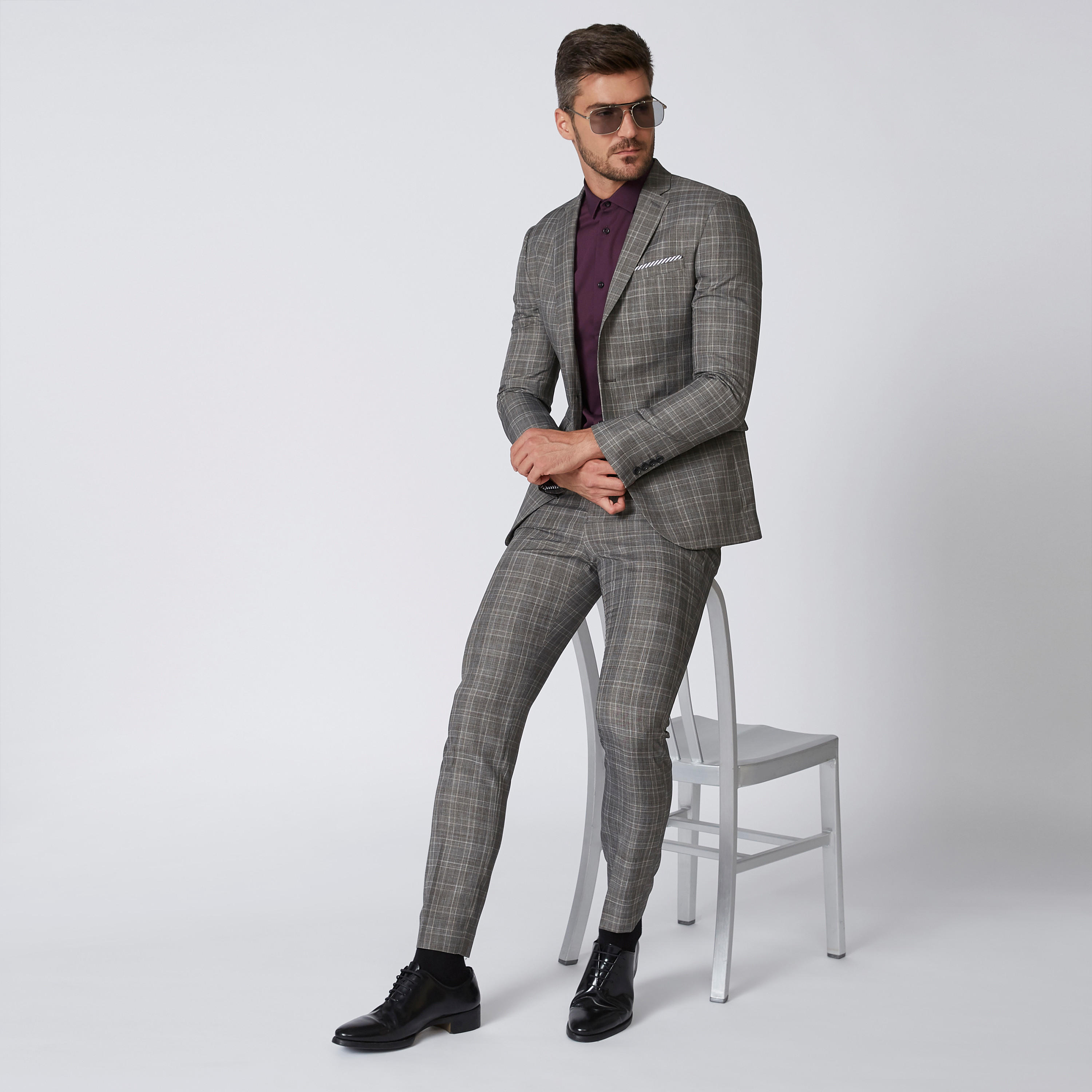 Chequered Blazer with Notched Lapel and Flap Pockets-men-winterwear-jacketsandblazers-image-2