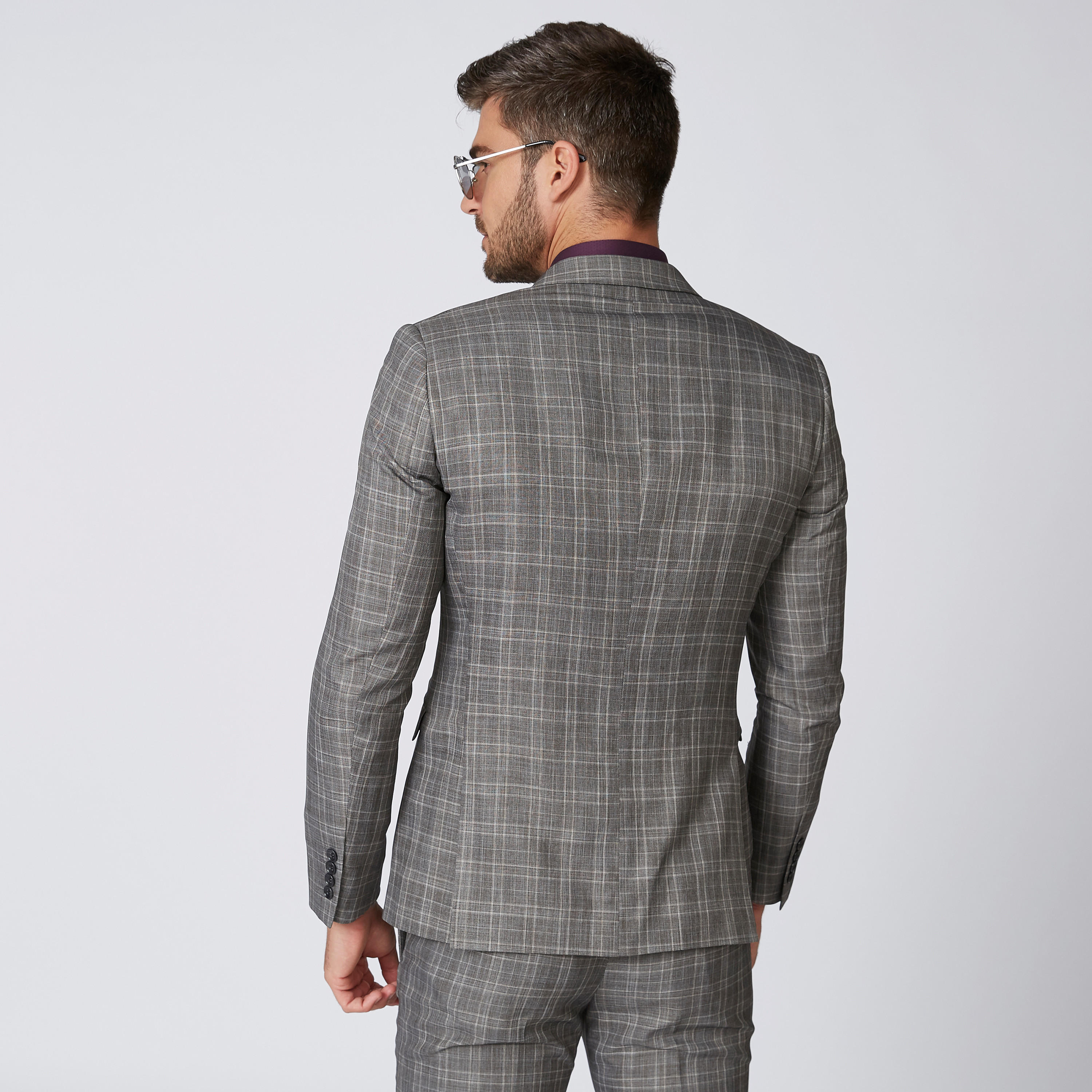 Chequered Blazer with Notched Lapel and Flap Pockets-men-winterwear-jacketsandblazers-image-3