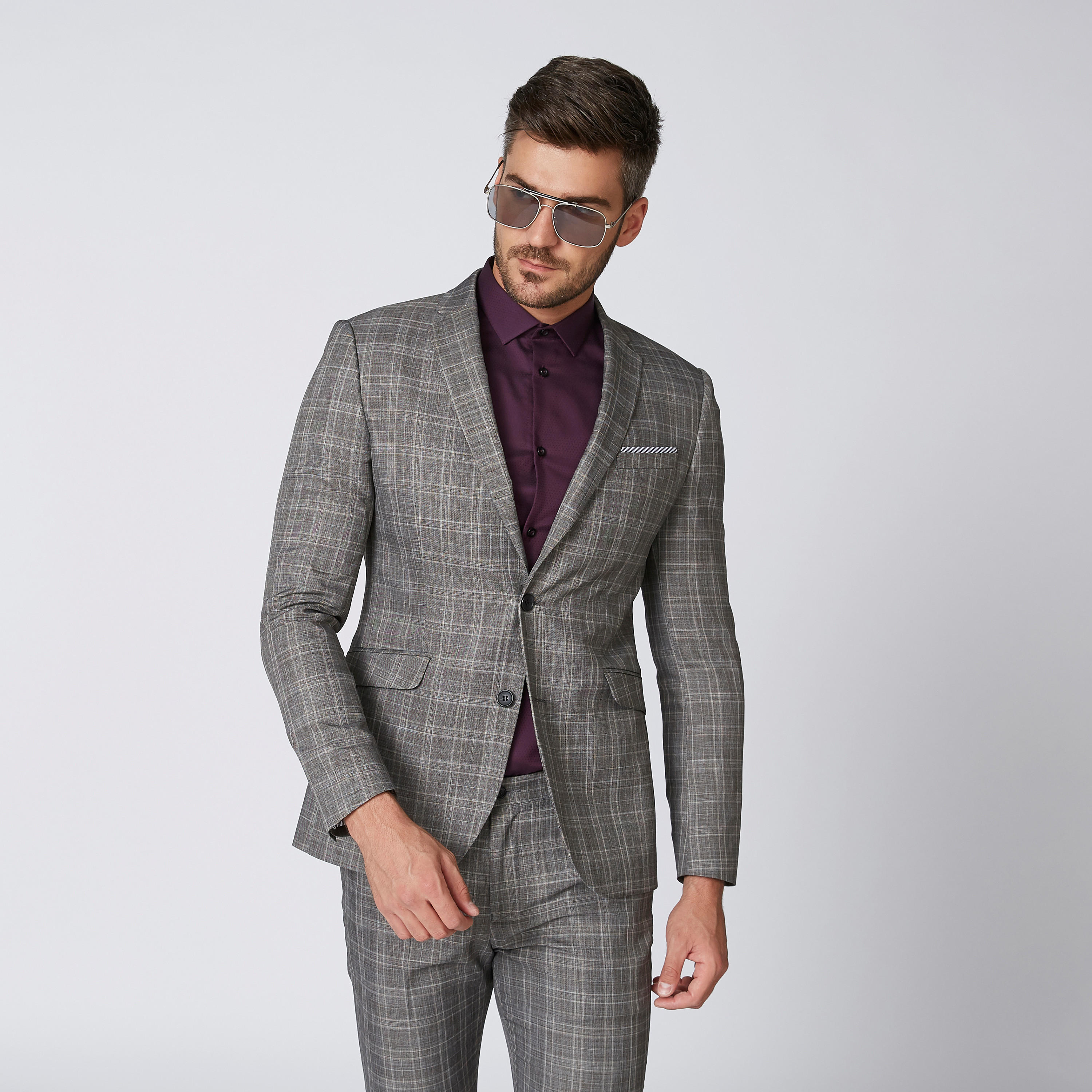 Chequered Blazer with Notched Lapel and Flap Pockets-men-winterwear-jacketsandblazers-image-1