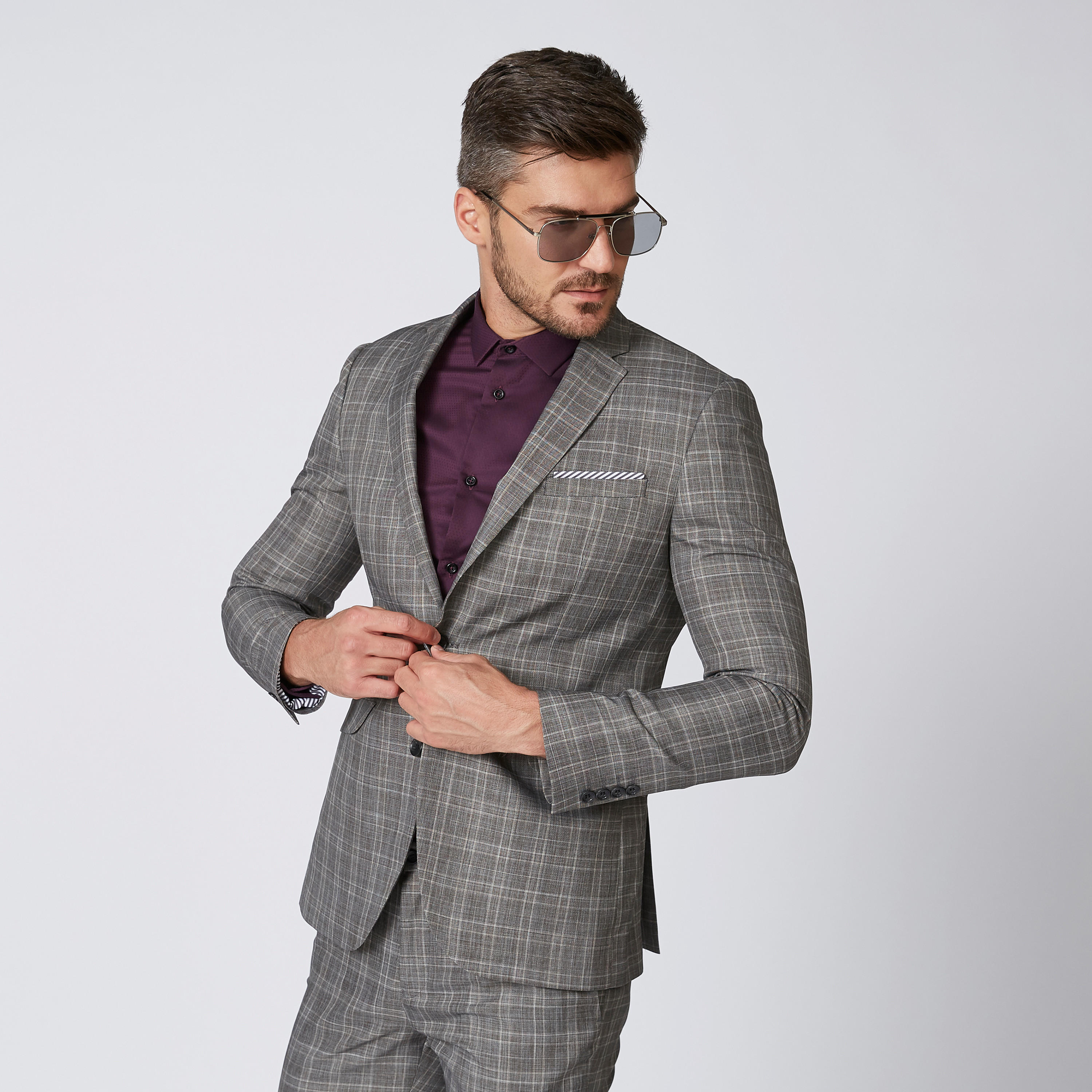 Chequered Blazer with Notched Lapel and Flap Pockets-men-winterwear-jacketsandblazers-image-5