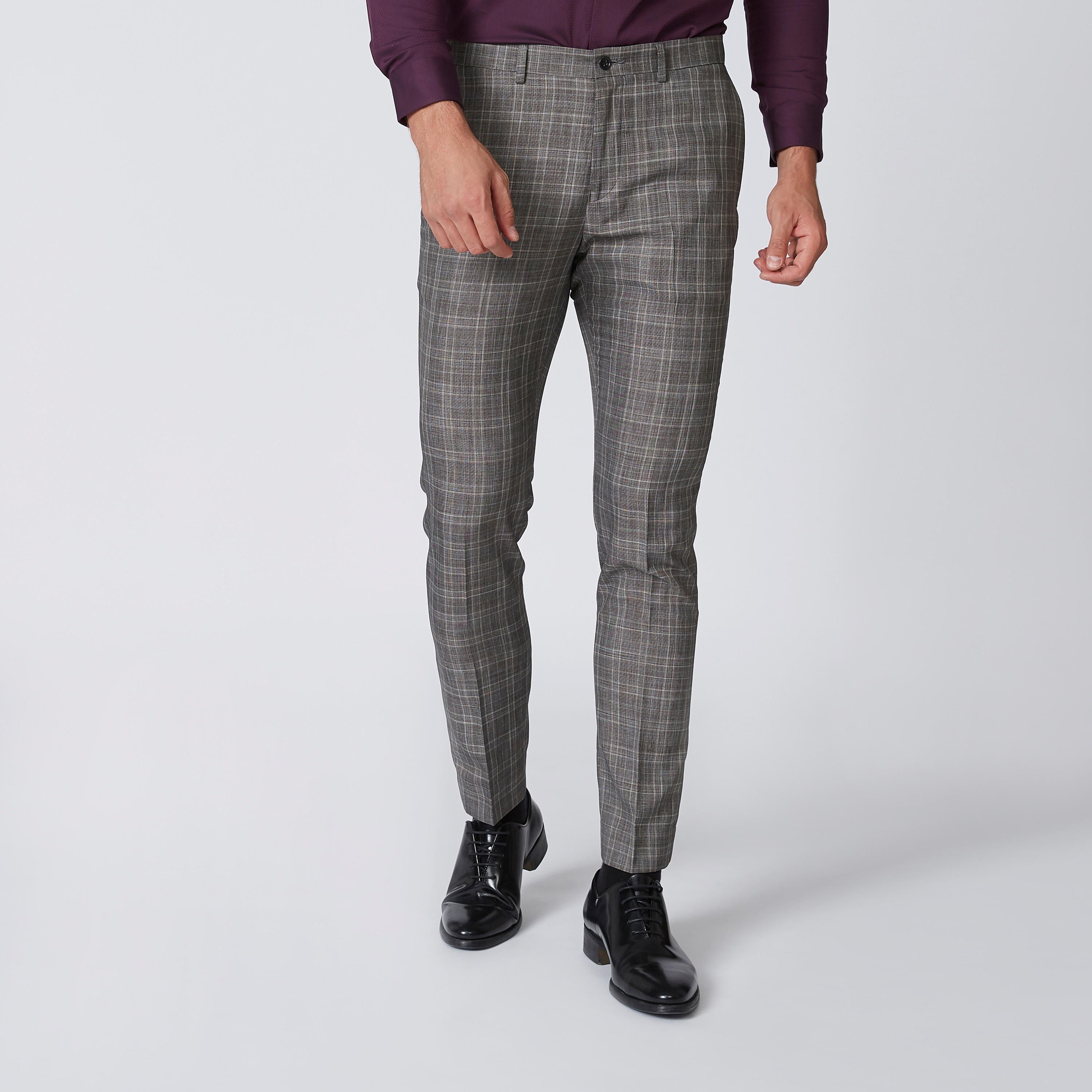 بنطلون كاروهات طويل بجيوب وحلقات للحزام-men-clothing-bottoms-trousersandchinos-trousers-image-1