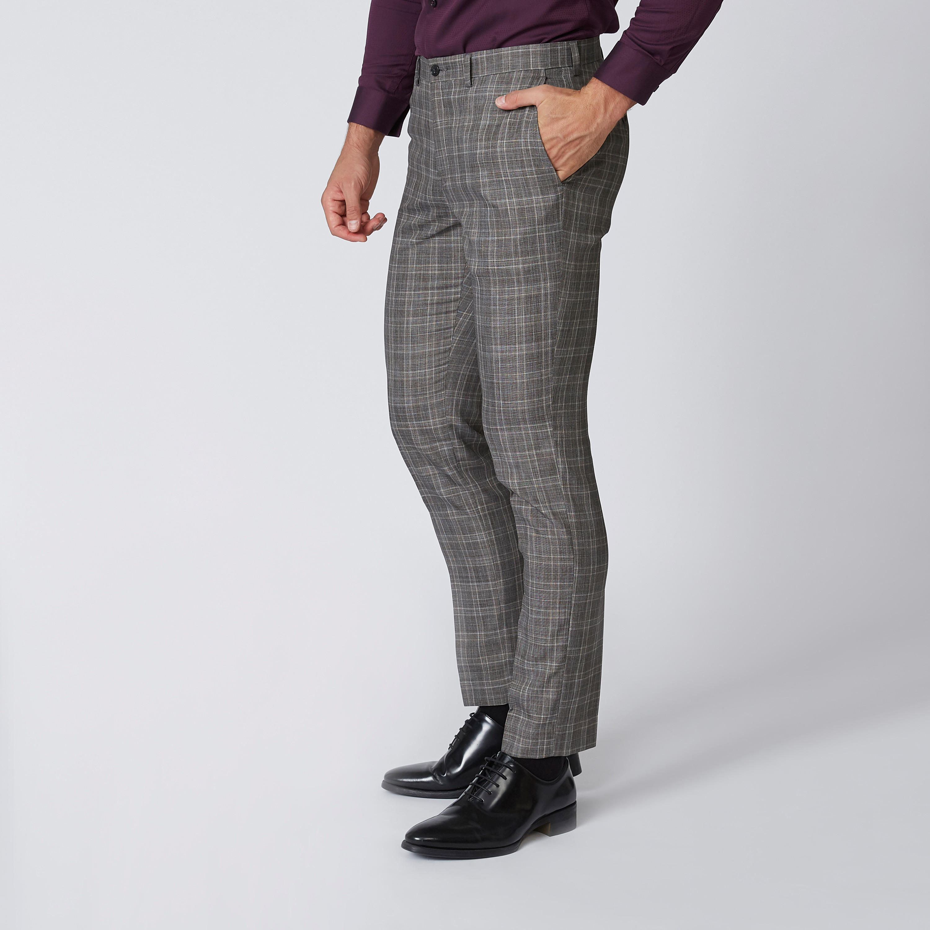 بنطلون كاروهات طويل بجيوب وحلقات للحزام-men-clothing-bottoms-trousersandchinos-trousers-image-4