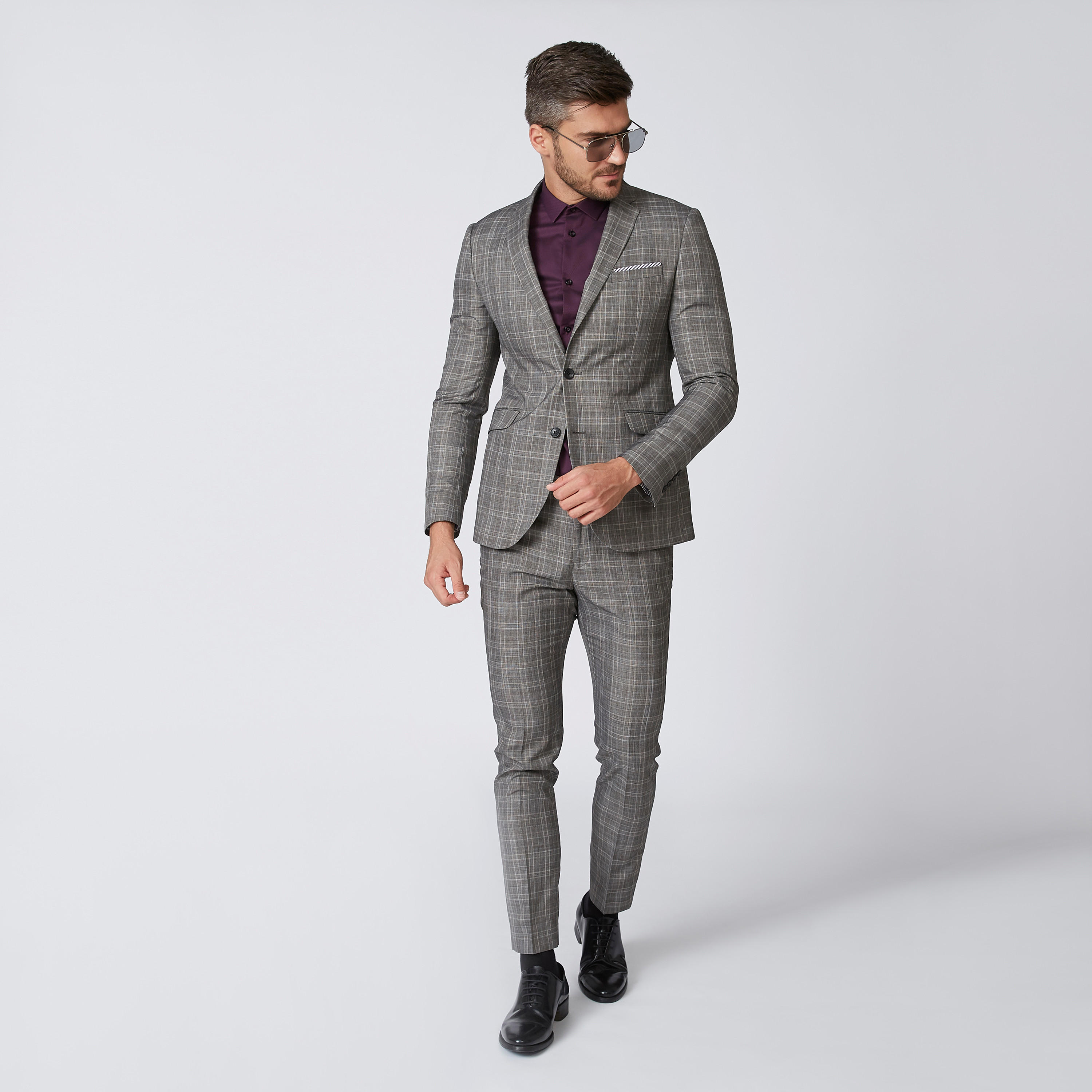 بنطلون كاروهات طويل بجيوب وحلقات للحزام-men-clothing-bottoms-trousersandchinos-trousers-image-2