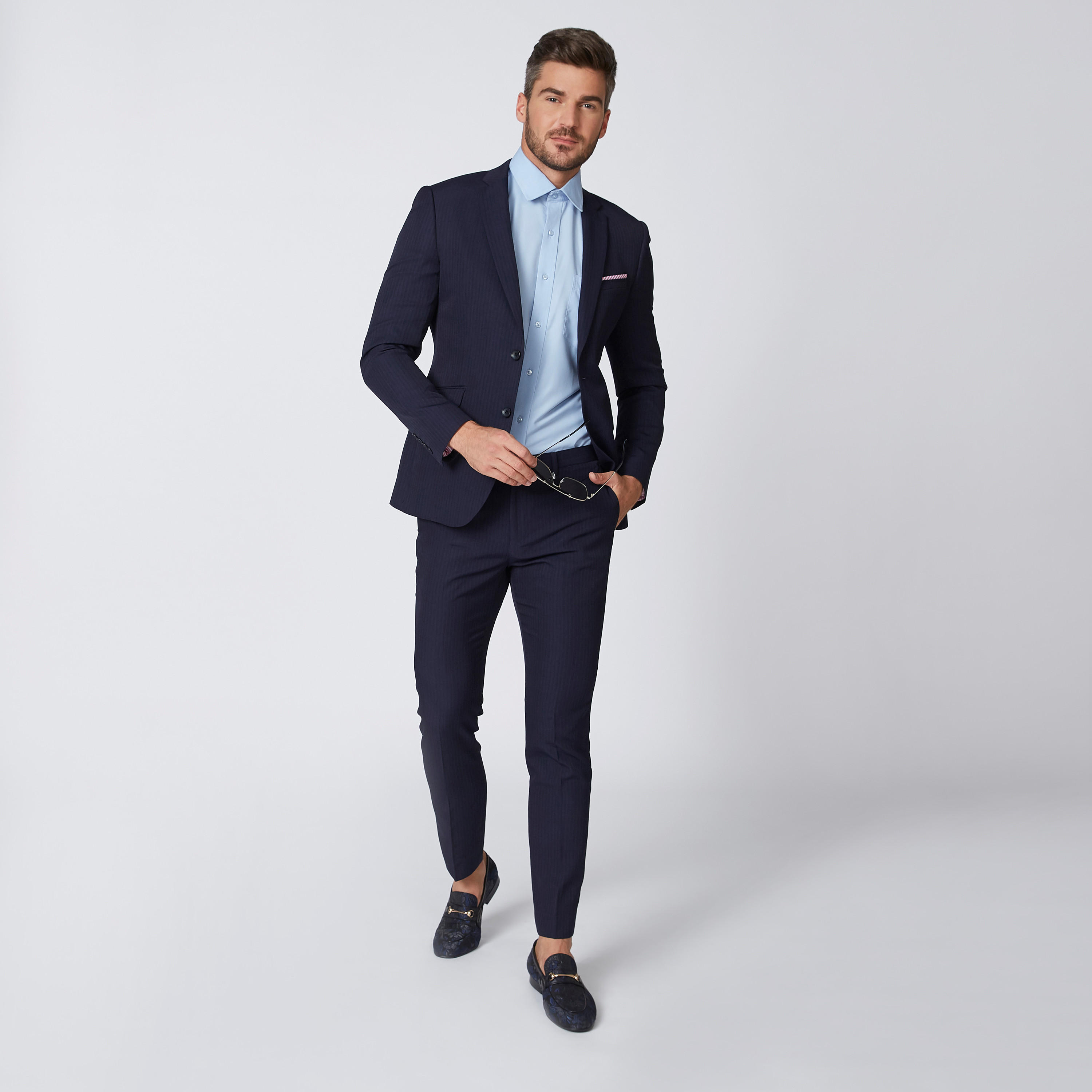 بنطلون مقلّم طويل بجيوب وحلقات للحزام-men-clothing-bottoms-trousersandchinos-trousers-image-2