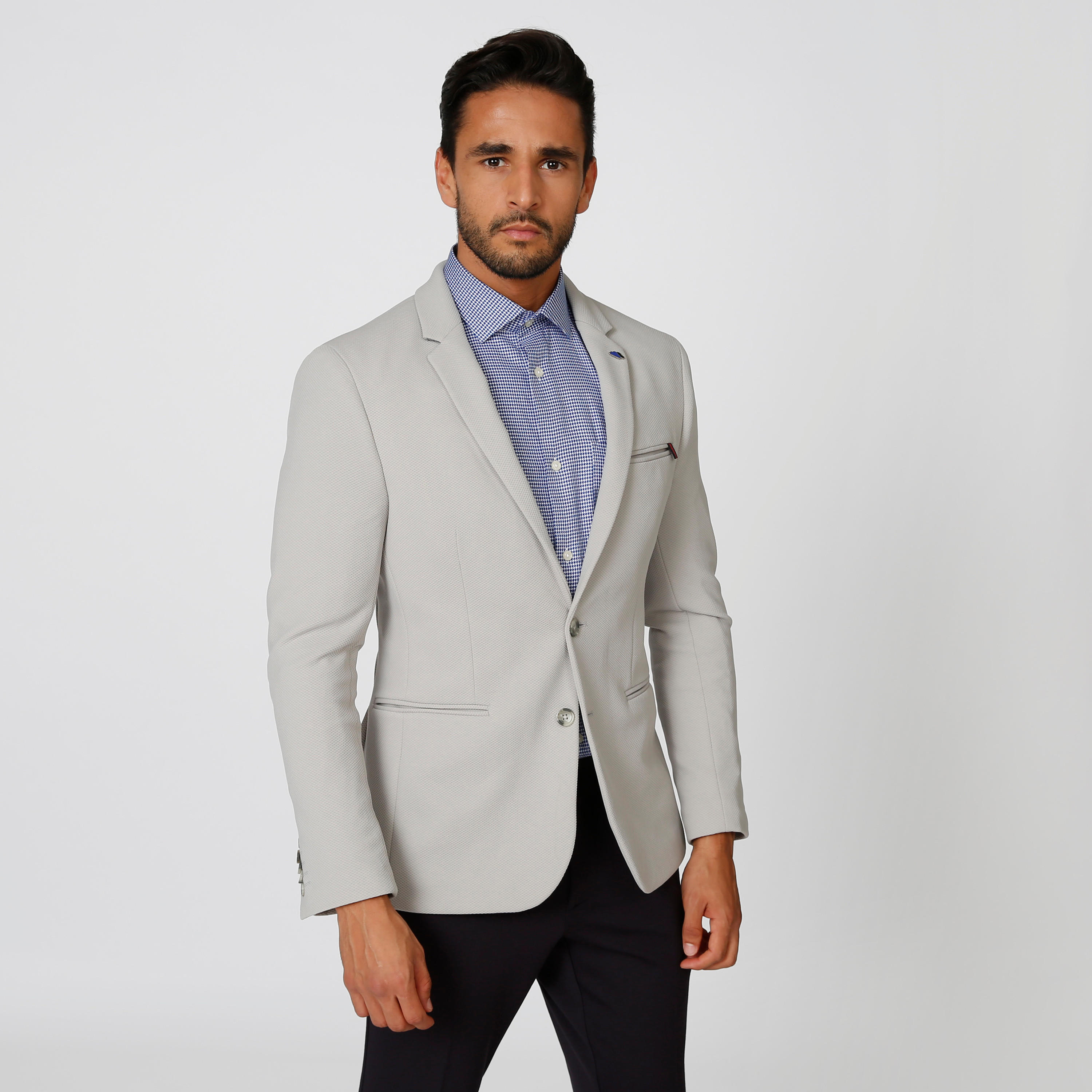 بليزر سكيني بارز الملمس بياقة طويلة وجيوب داخلية-men-winterwear-jacketsandblazers-image-2