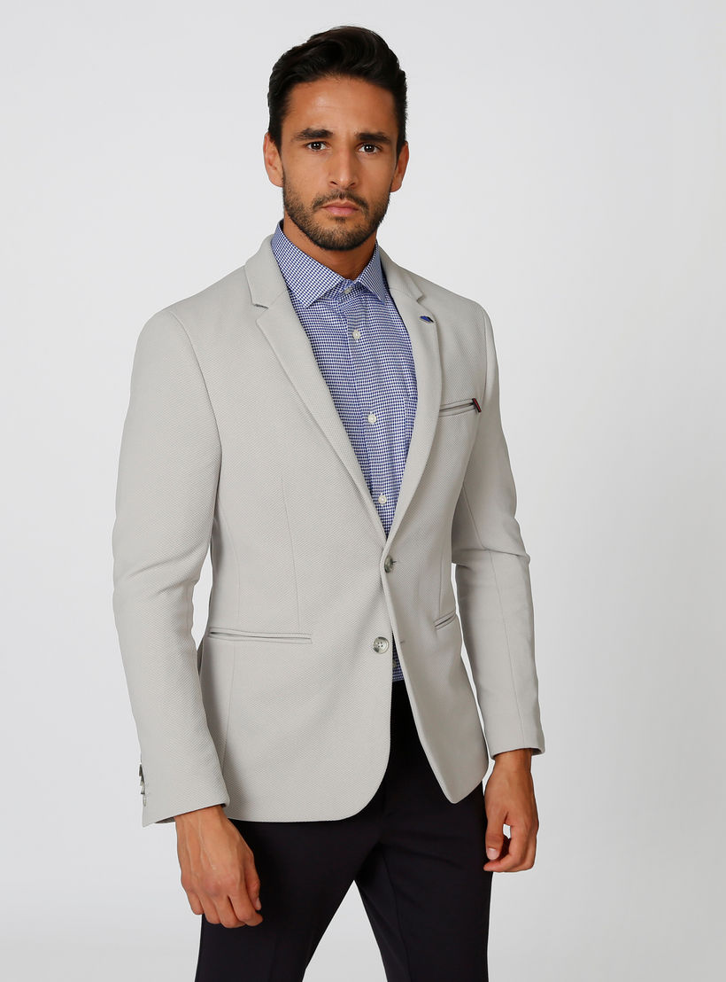 بليزر سكيني بارز الملمس بياقة طويلة وجيوب داخلية-men-winterwear-jacketsandblazers-image-2