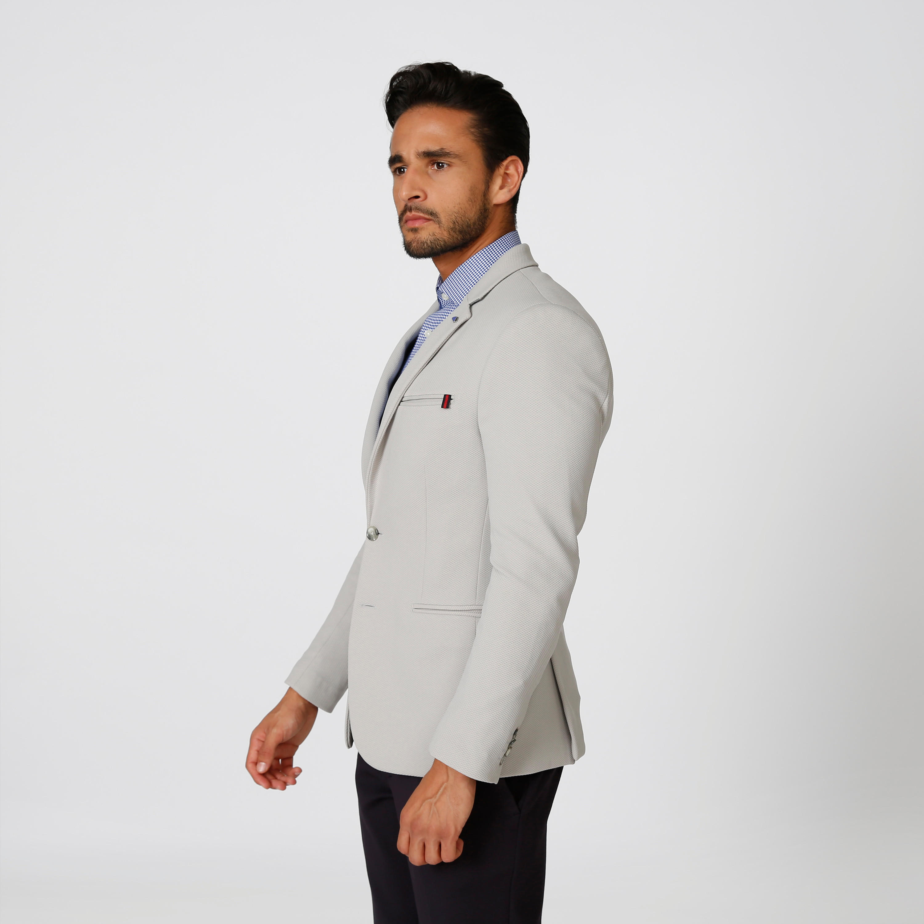 بليزر سكيني بارز الملمس بياقة طويلة وجيوب داخلية-men-winterwear-jacketsandblazers-image-1