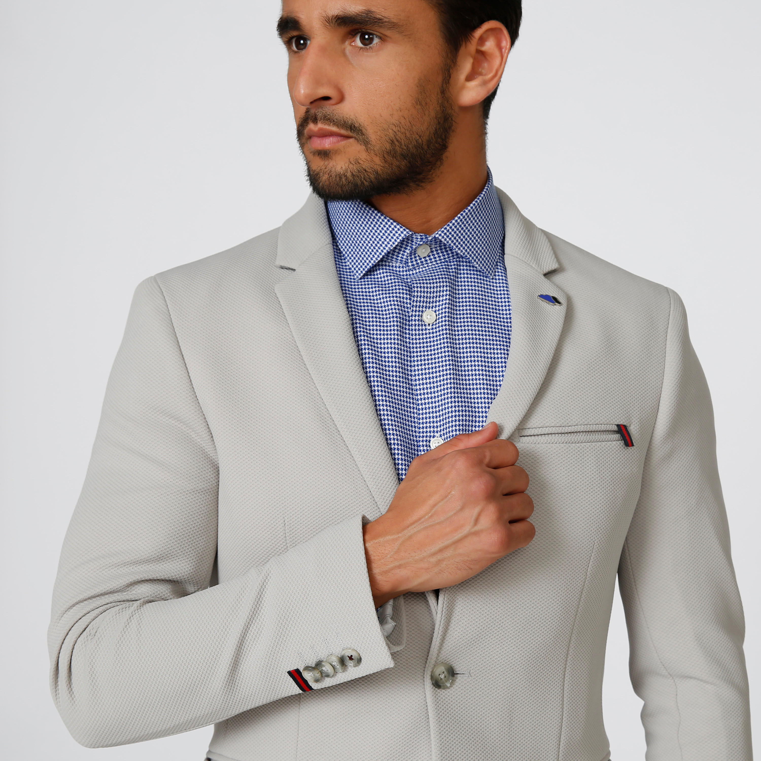 بليزر سكيني بارز الملمس بياقة طويلة وجيوب داخلية-men-winterwear-jacketsandblazers-image-4