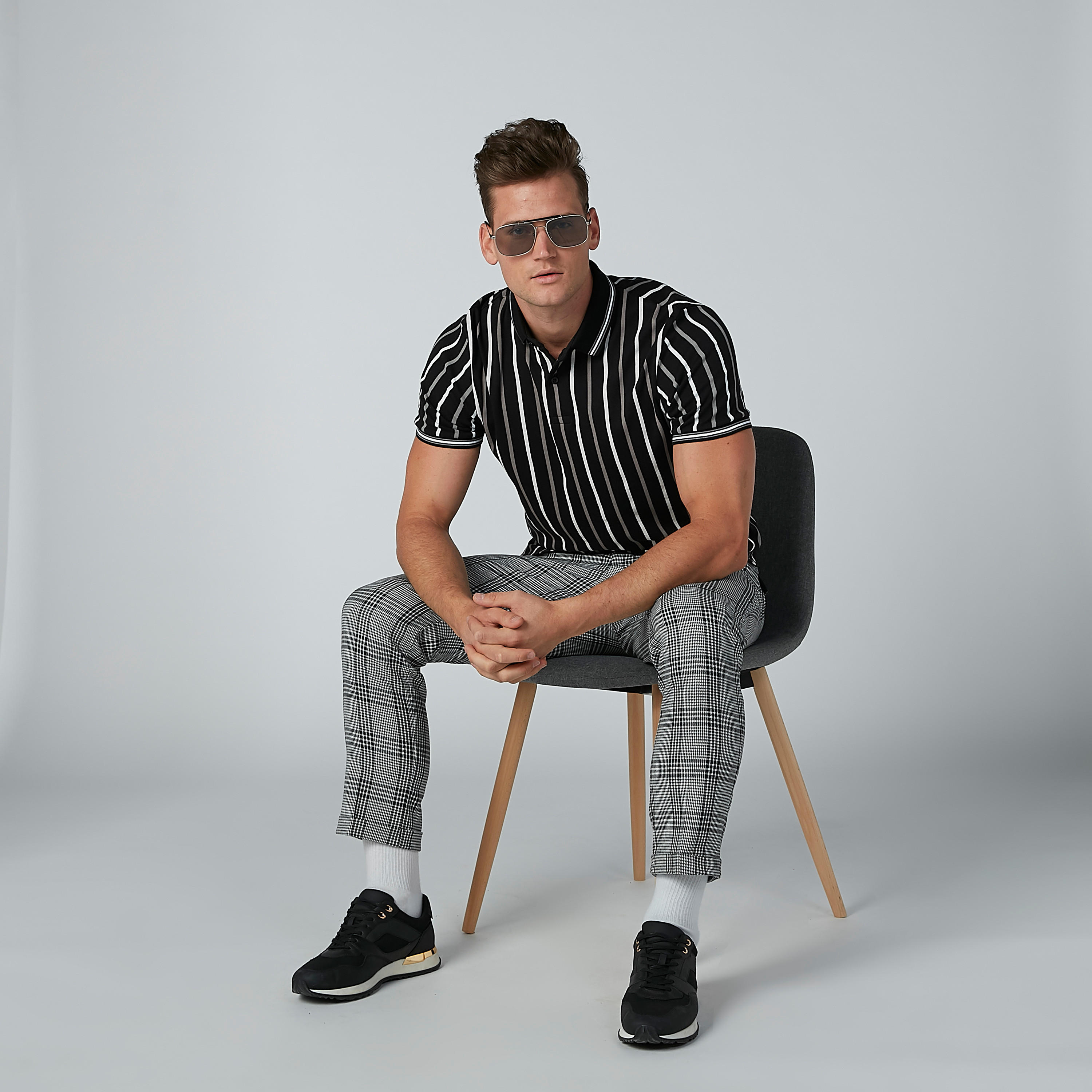 بنطال كاروهات سليم بخصر متوسط الارتفاع وجيوب-men-clothing-bottoms-trousersandchinos-trousers-image-4
