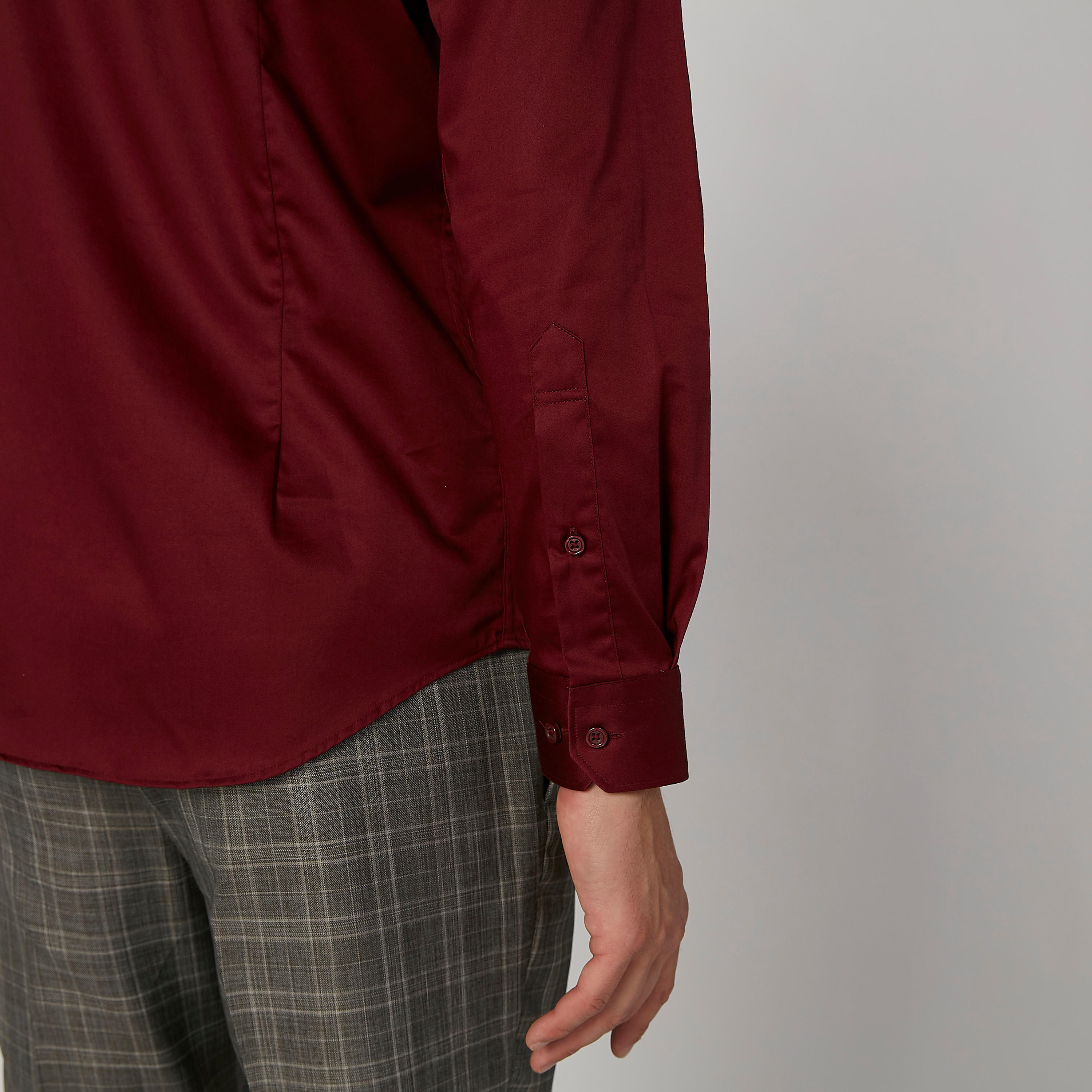 Slim Fit Plain Shirt with Spread Collar and Long Sleeves-men-clothing-shirts-image-5