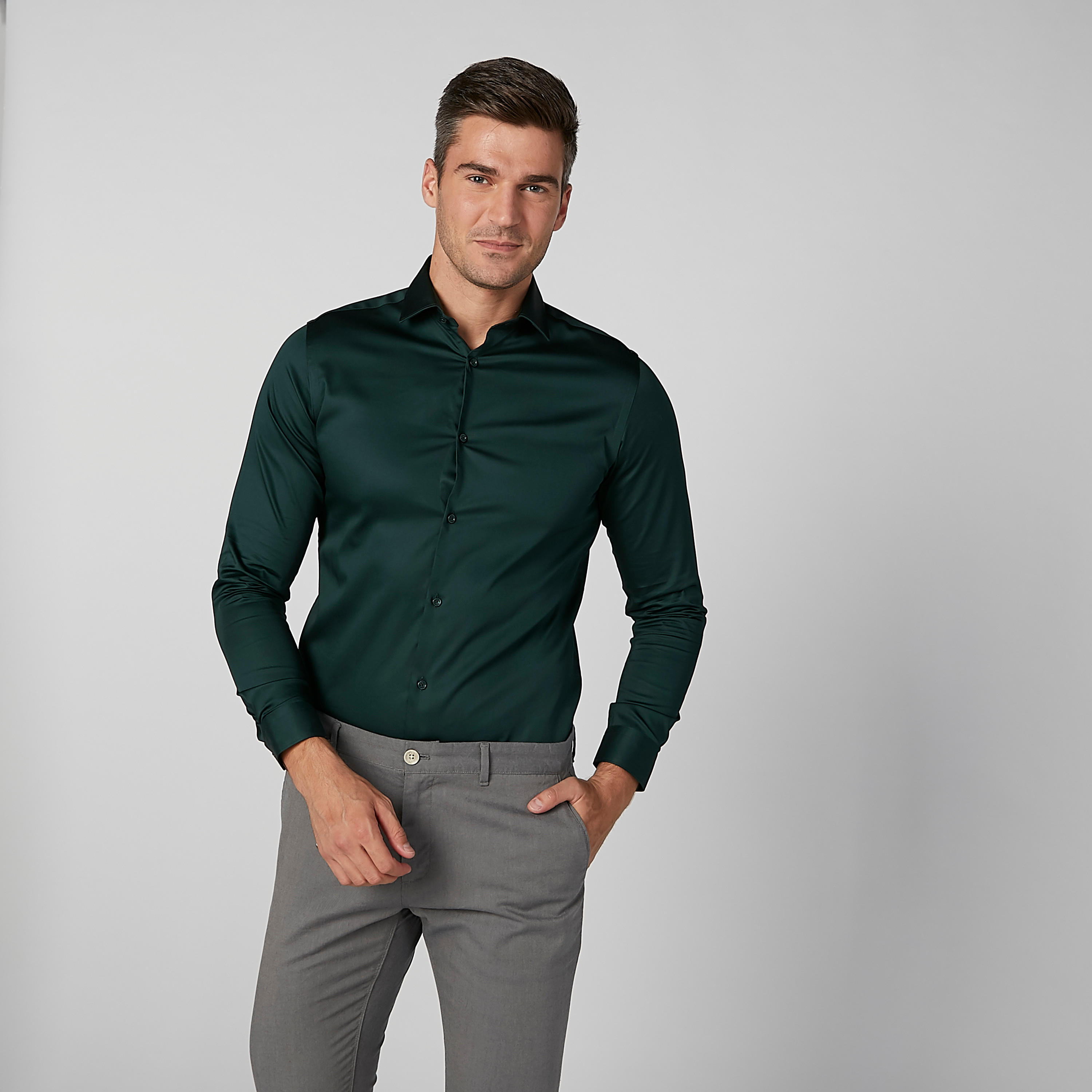 قميص بارز الملمس بياقة عاديّة وأكمام طويلة-men-clothing-shirts-image-1