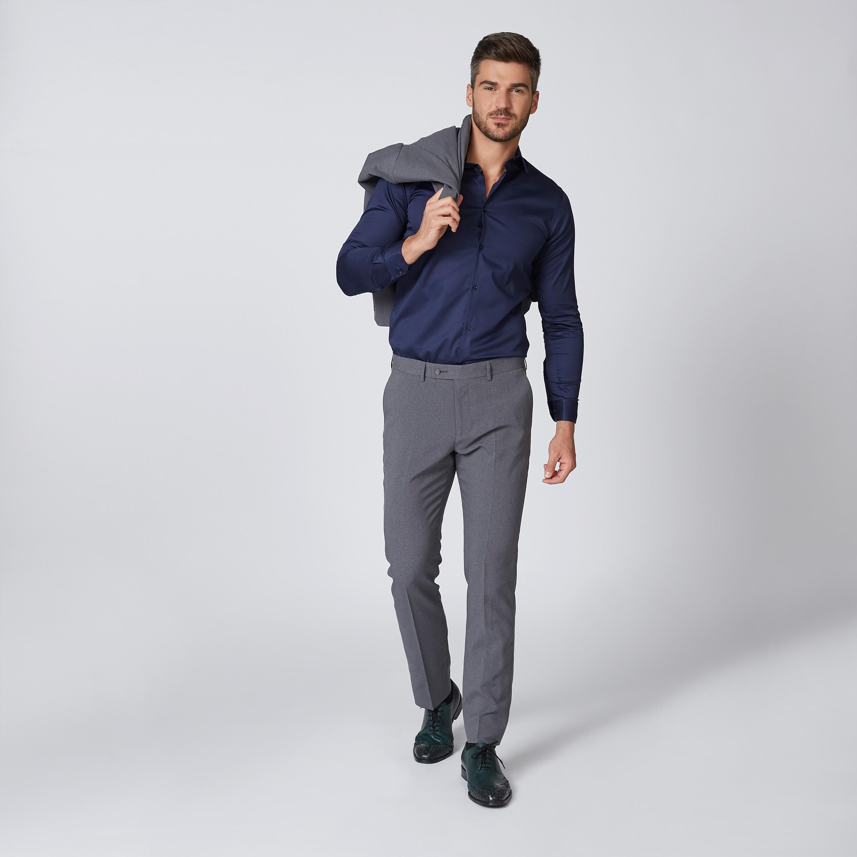Plain Shirt with Long Sleeves and Complete Placket-men-clothing-shirts-image-2