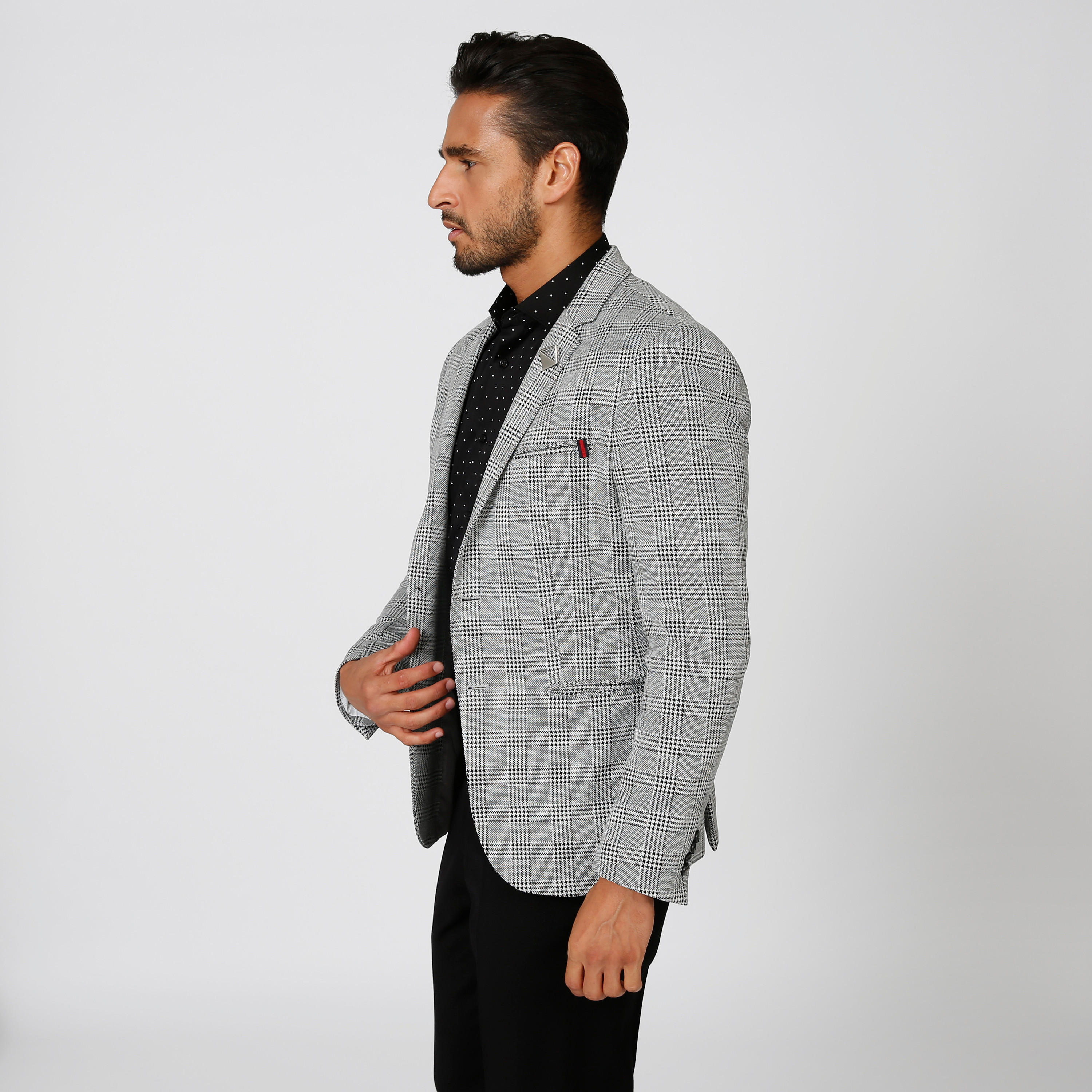 بليزر سليم كاروهات بياقة طويلة وجيوب داخلية-men-winterwear-jacketsandblazers-image-3