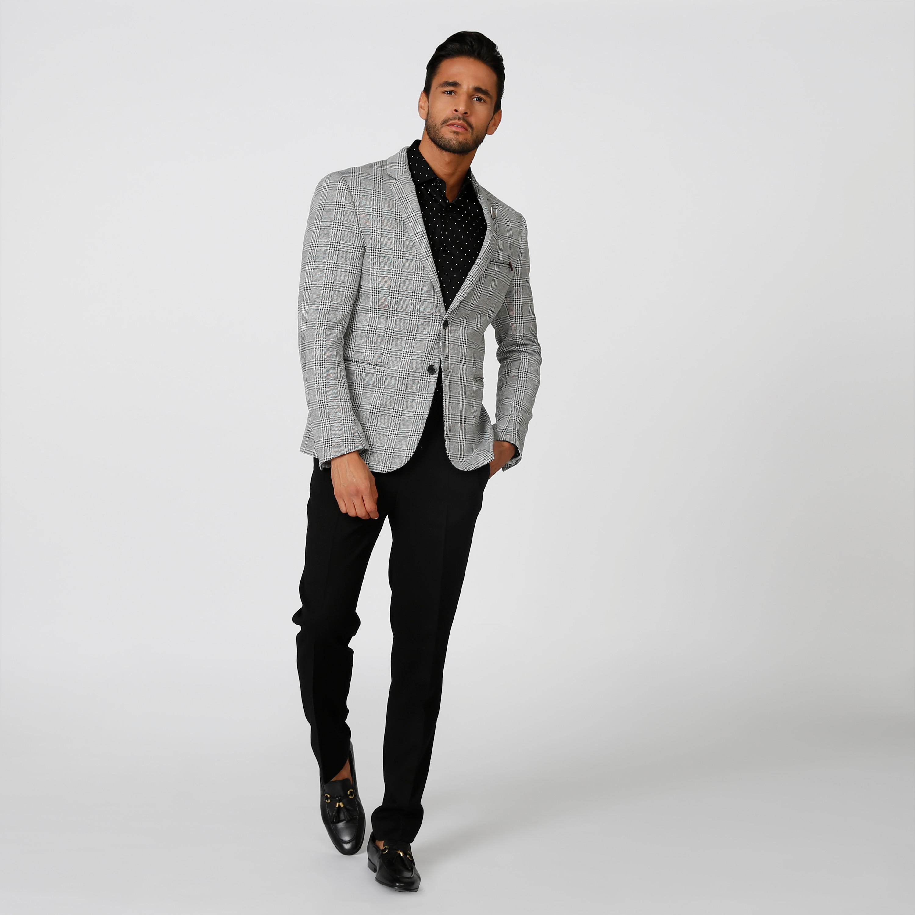 بليزر سليم كاروهات بياقة طويلة وجيوب داخلية-men-winterwear-jacketsandblazers-image-2