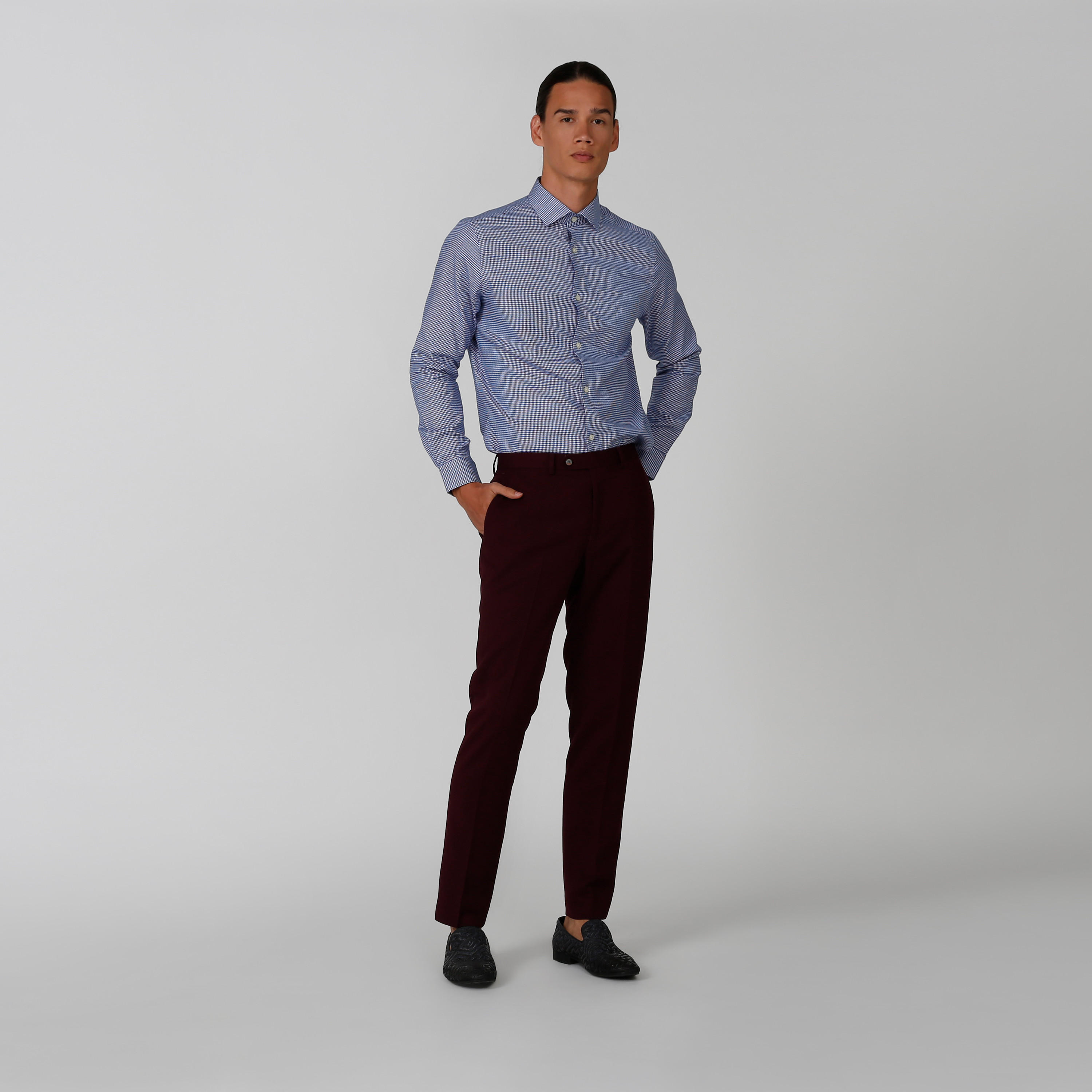 قميص مستدام كاروهات بأكمام طويلة وجيب على الصدر -men-clothing-shirts-image-2
