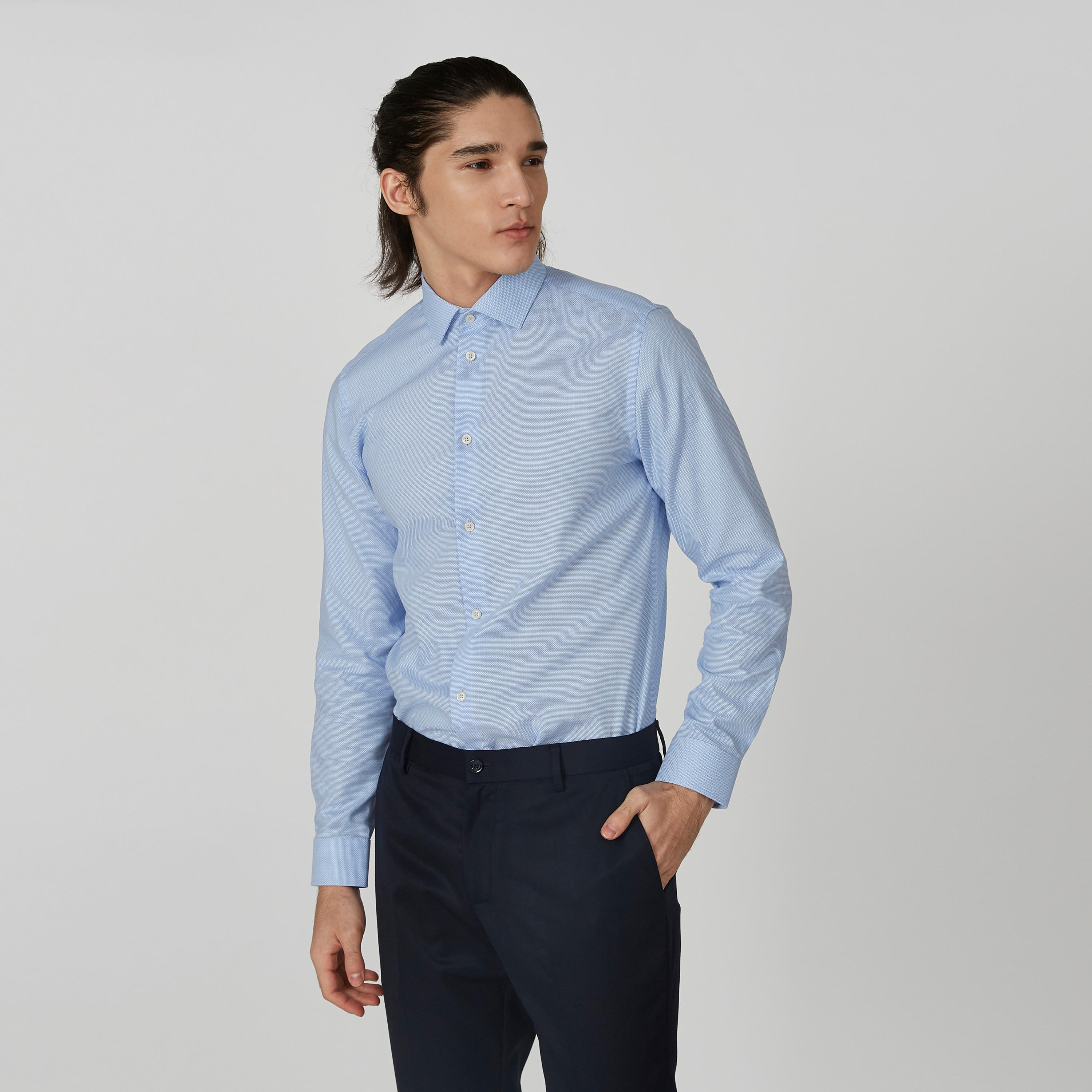 قميص بارز الملمس بياقة عاديّة وأكمام طويلة-men-clothing-shirts-image-5