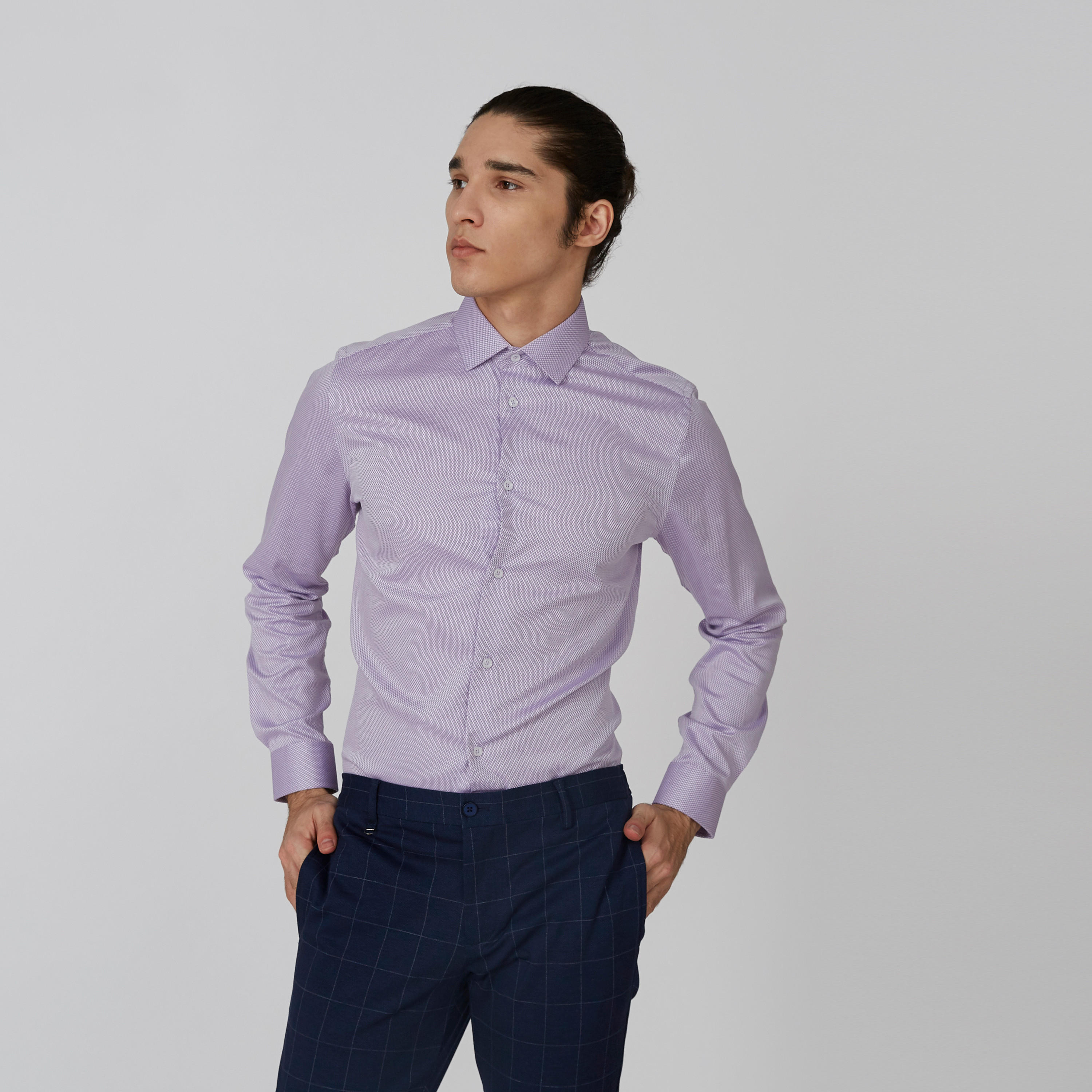 Textured Shirt with Spread Collar and Long Sleeves-men-clothing-shirts-image-1