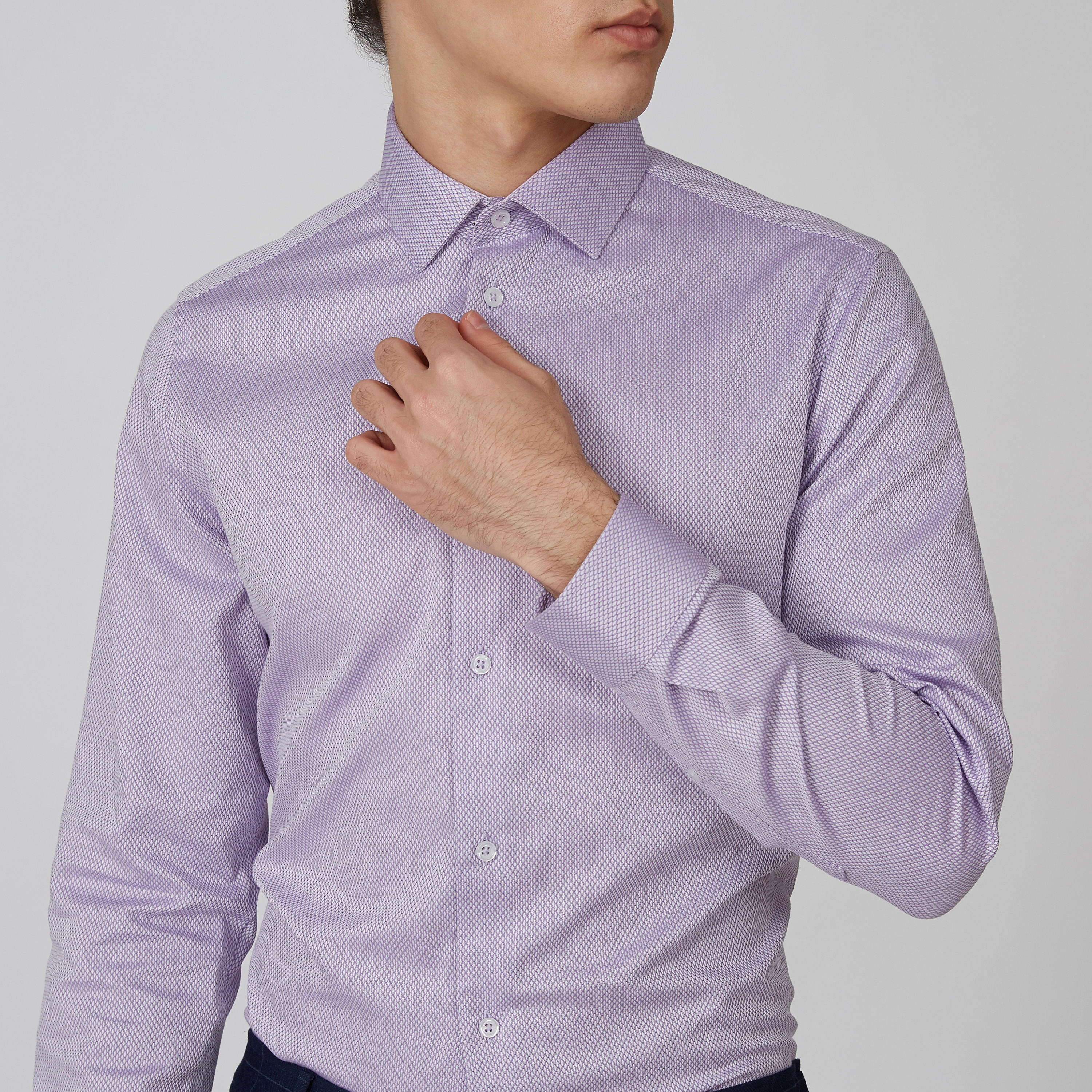 Textured Shirt with Spread Collar and Long Sleeves-men-clothing-shirts-image-3