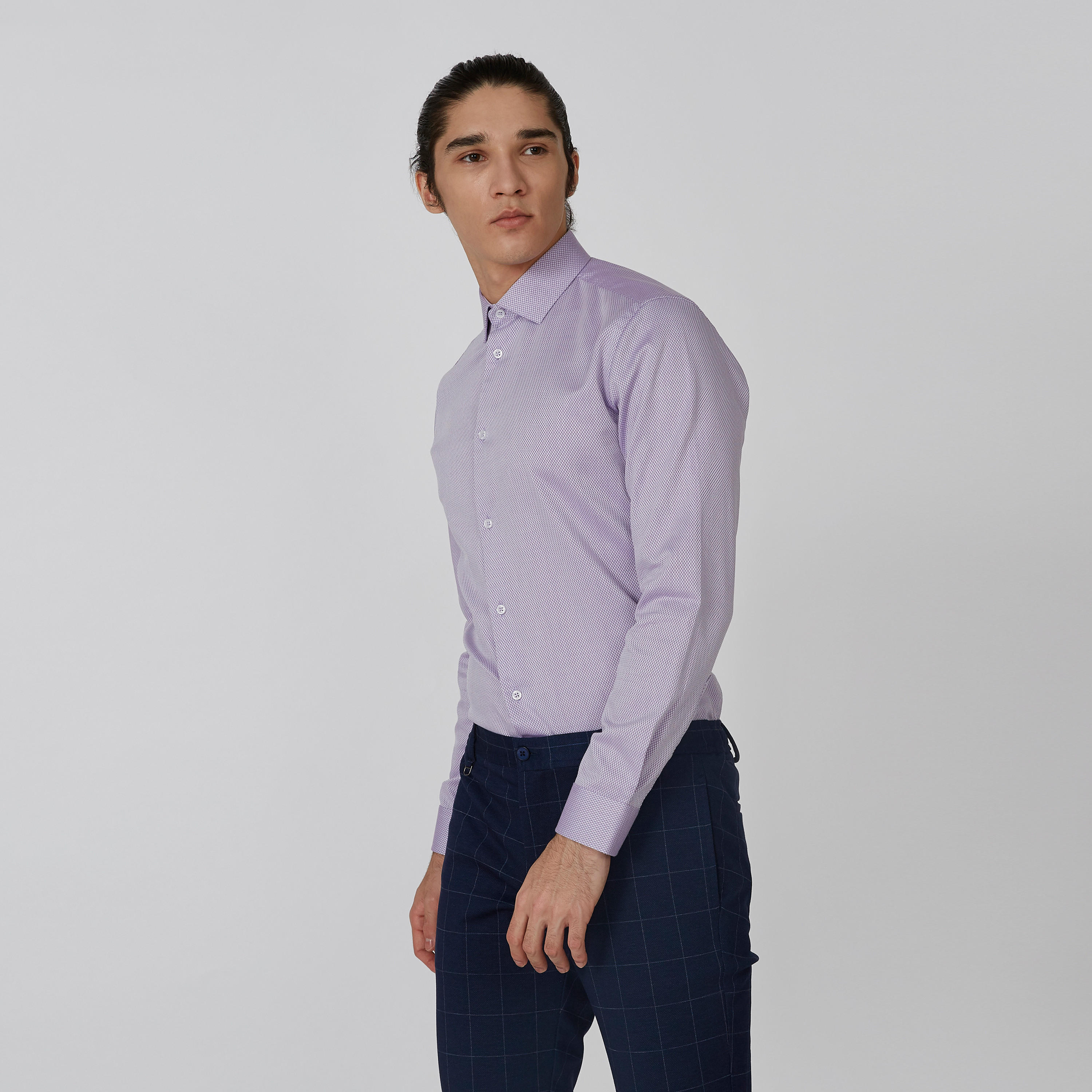 Textured Shirt with Spread Collar and Long Sleeves-men-clothing-shirts-image-4