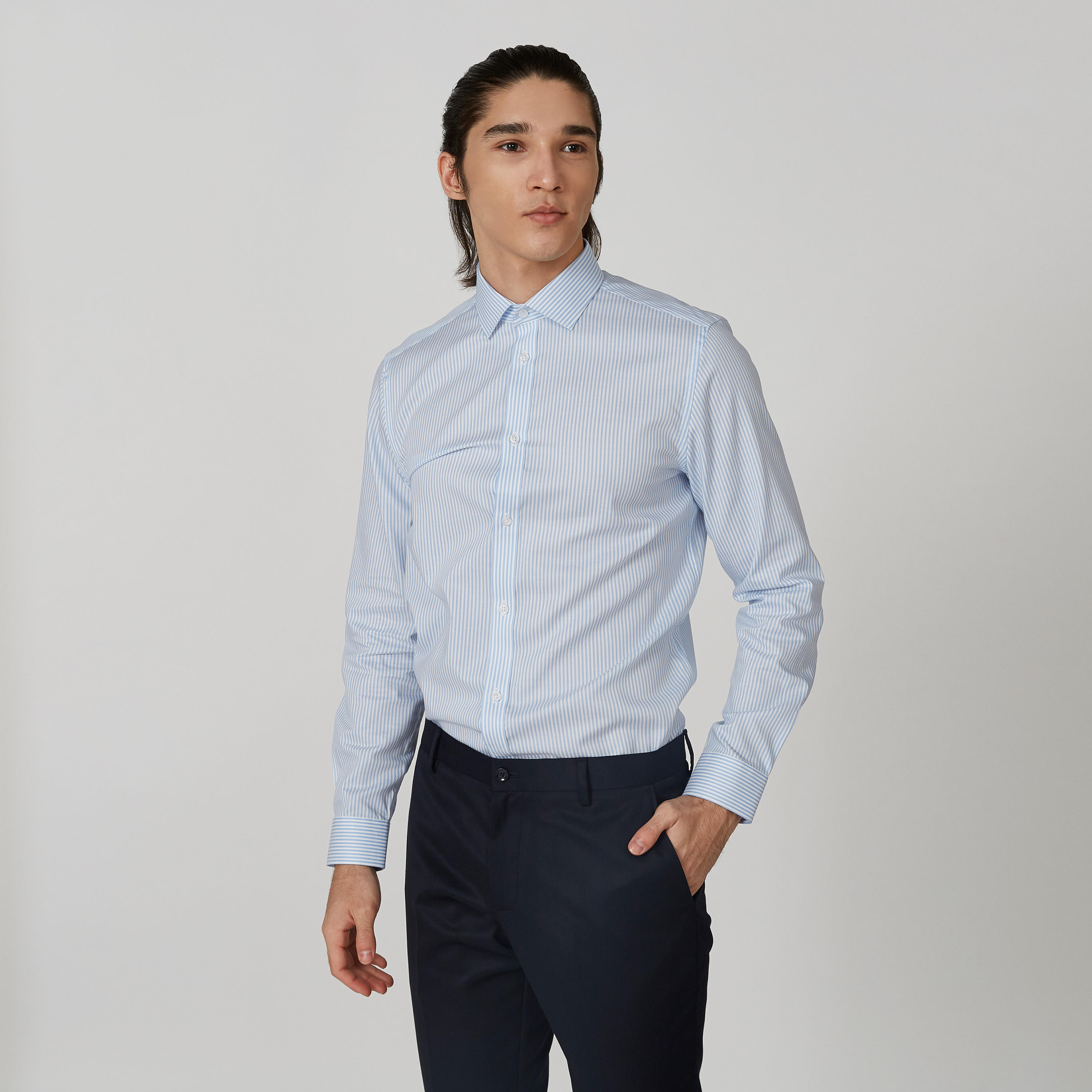 قميص مخطط بياقة عاديّة وأكمام طويلة-men-clothing-shirts-image-1