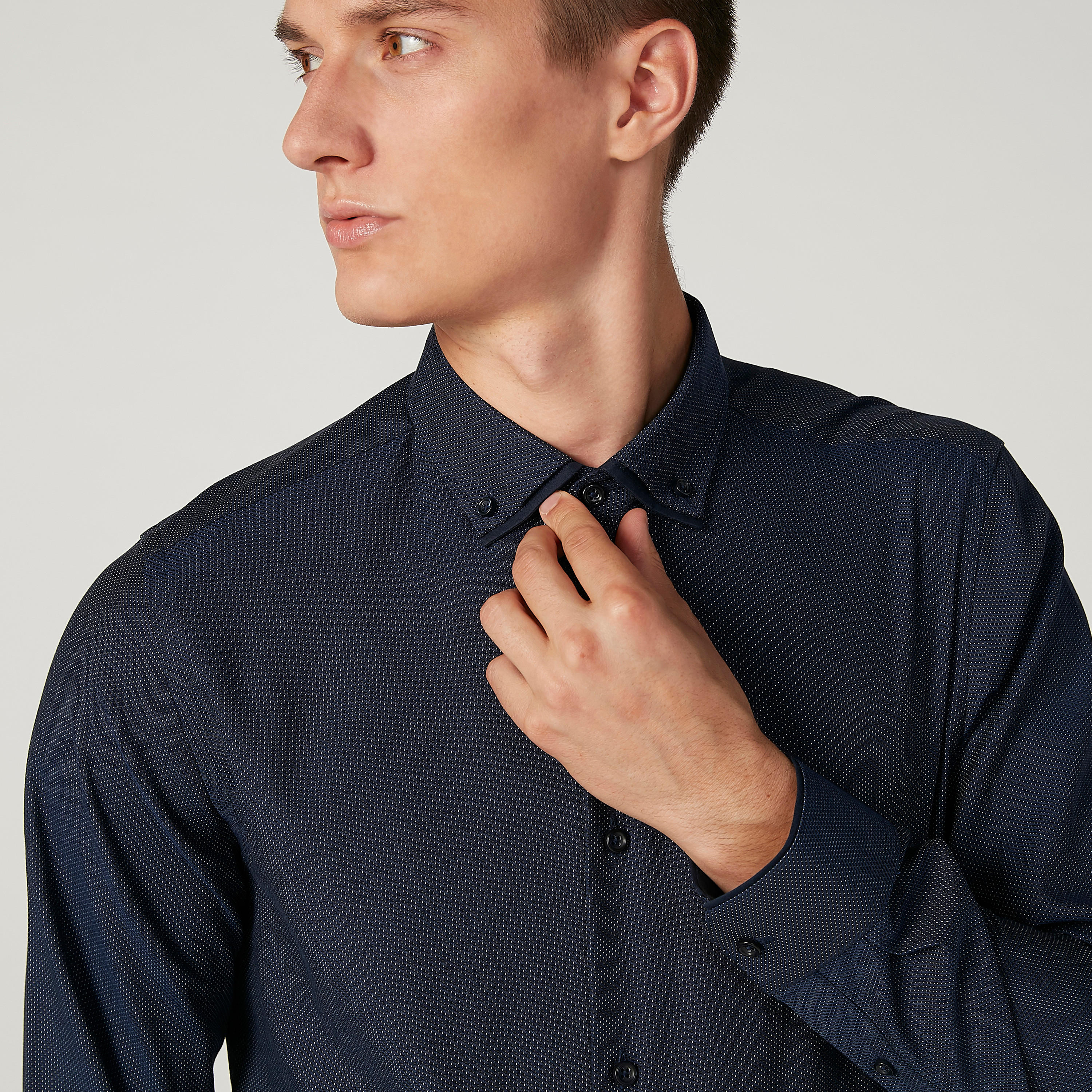 Textured Shirt with Long Sleeves and Spread Collar-men-clothing-shirts-image-3