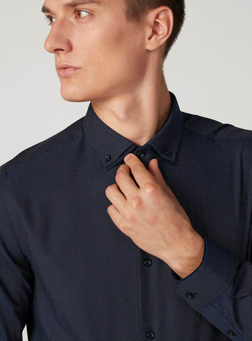 Textured Shirt with Long Sleeves and Spread Collar-men-clothing-shirts-image-3