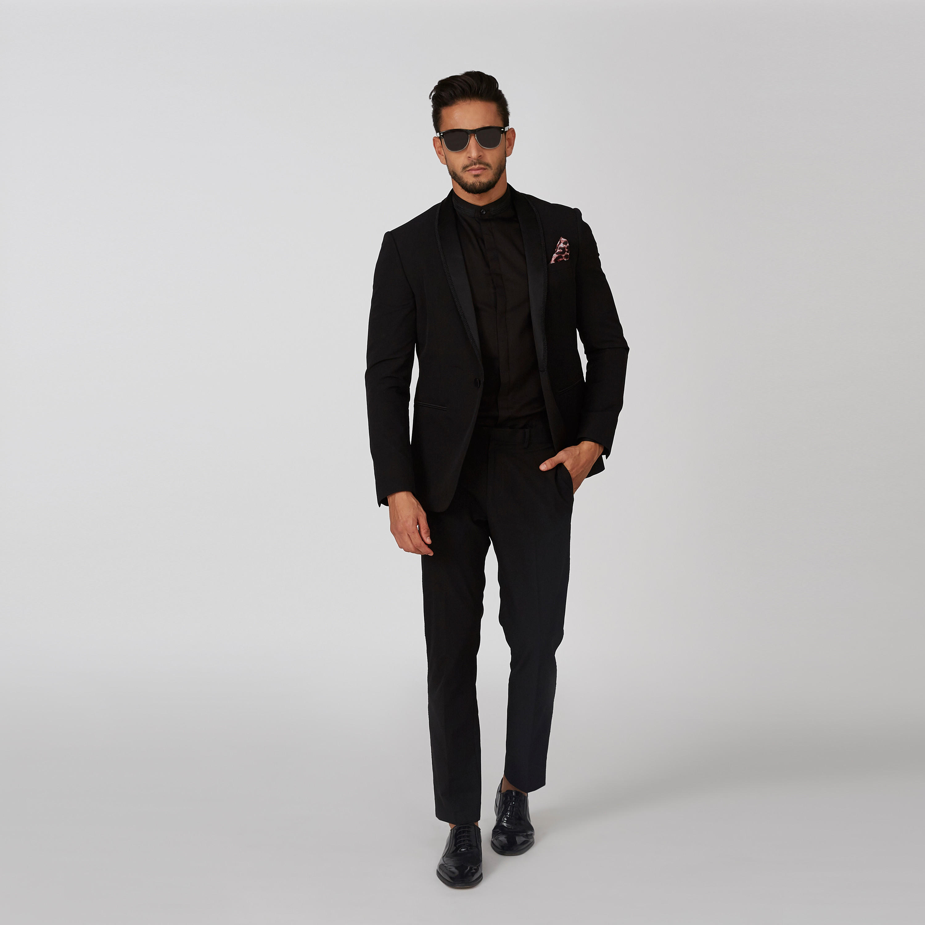 قميص سادة بياقة ماندارين وأكمام طويلة-men-clothing-shirts-image-5