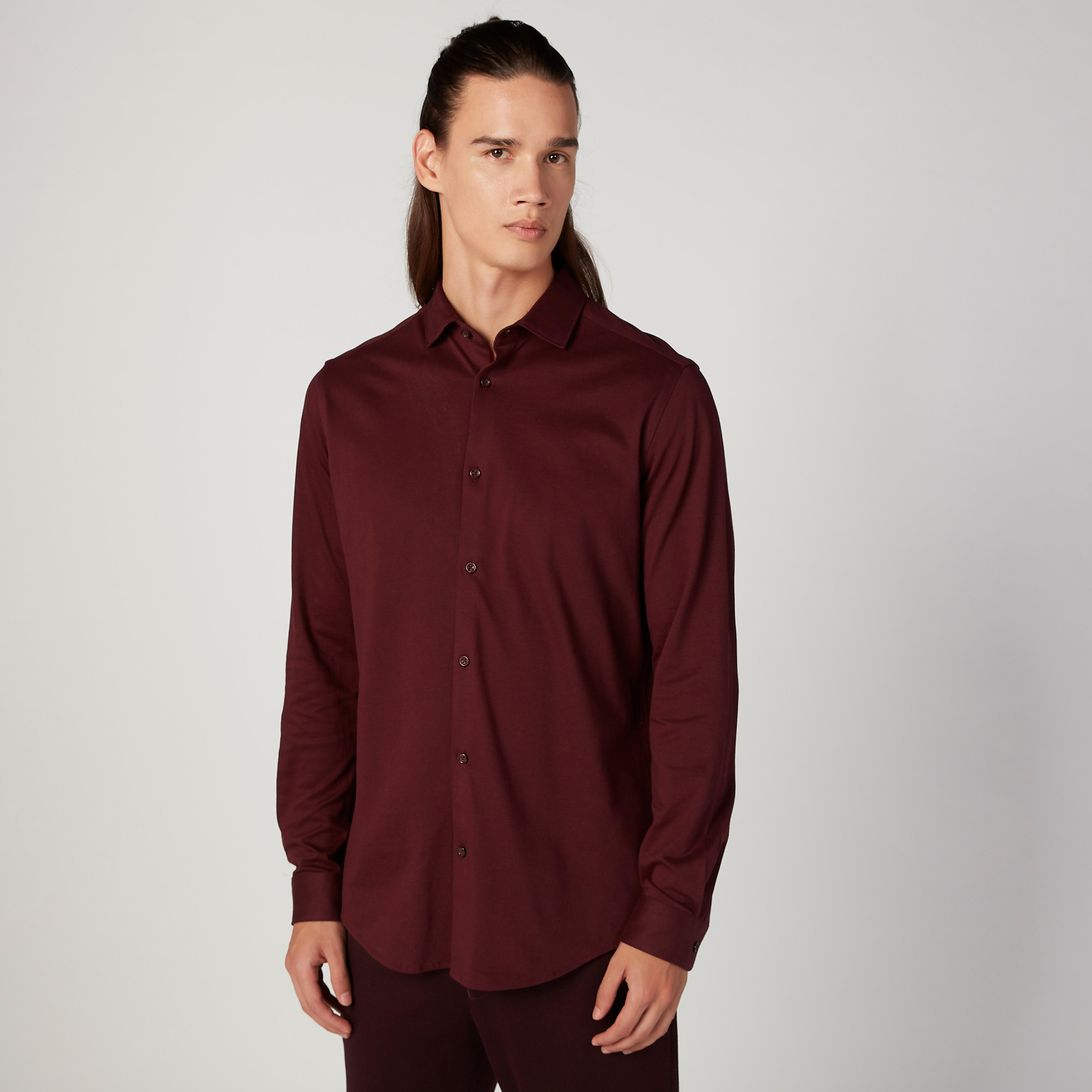 قميص مستدام سادة بياقة عاديّة وأكمام طويلة -men-clothing-shirts-image-1