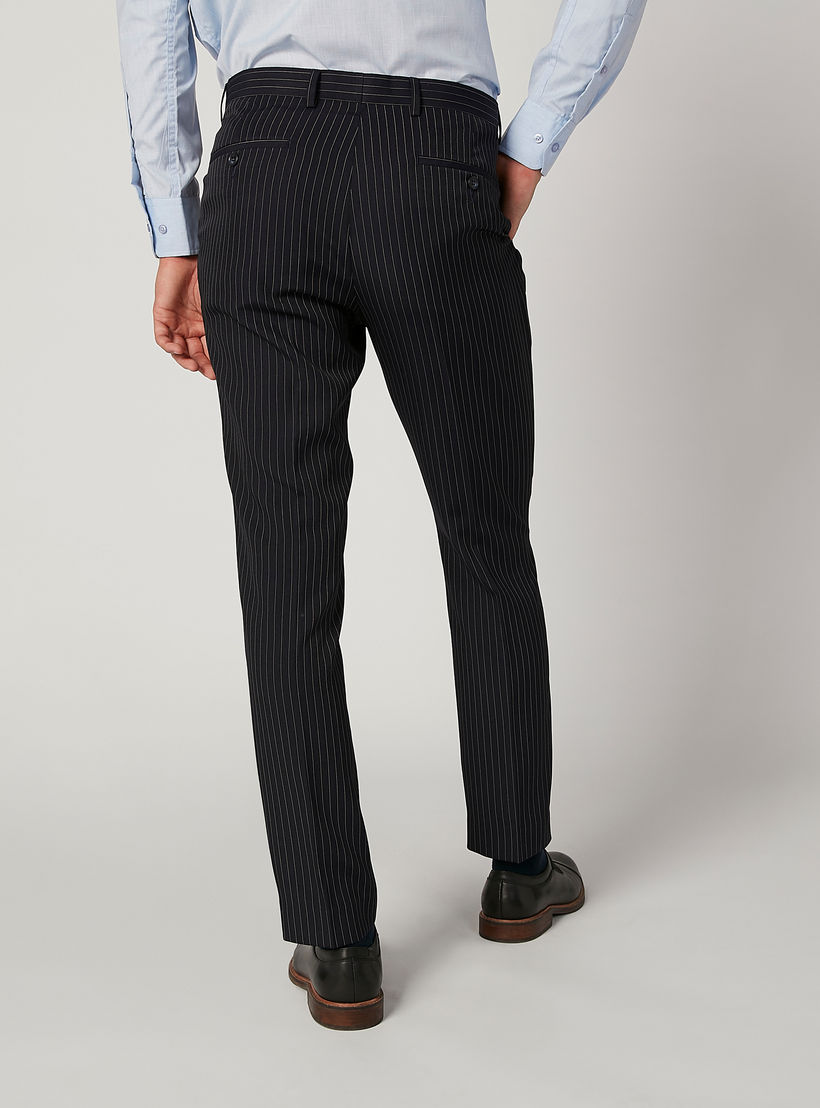 بنطلون رسمي سليم مقلّم بخصر متوسط الارتفاع وجيوب-men-clothing-bottoms-trousersandchinos-trousers-image-4
