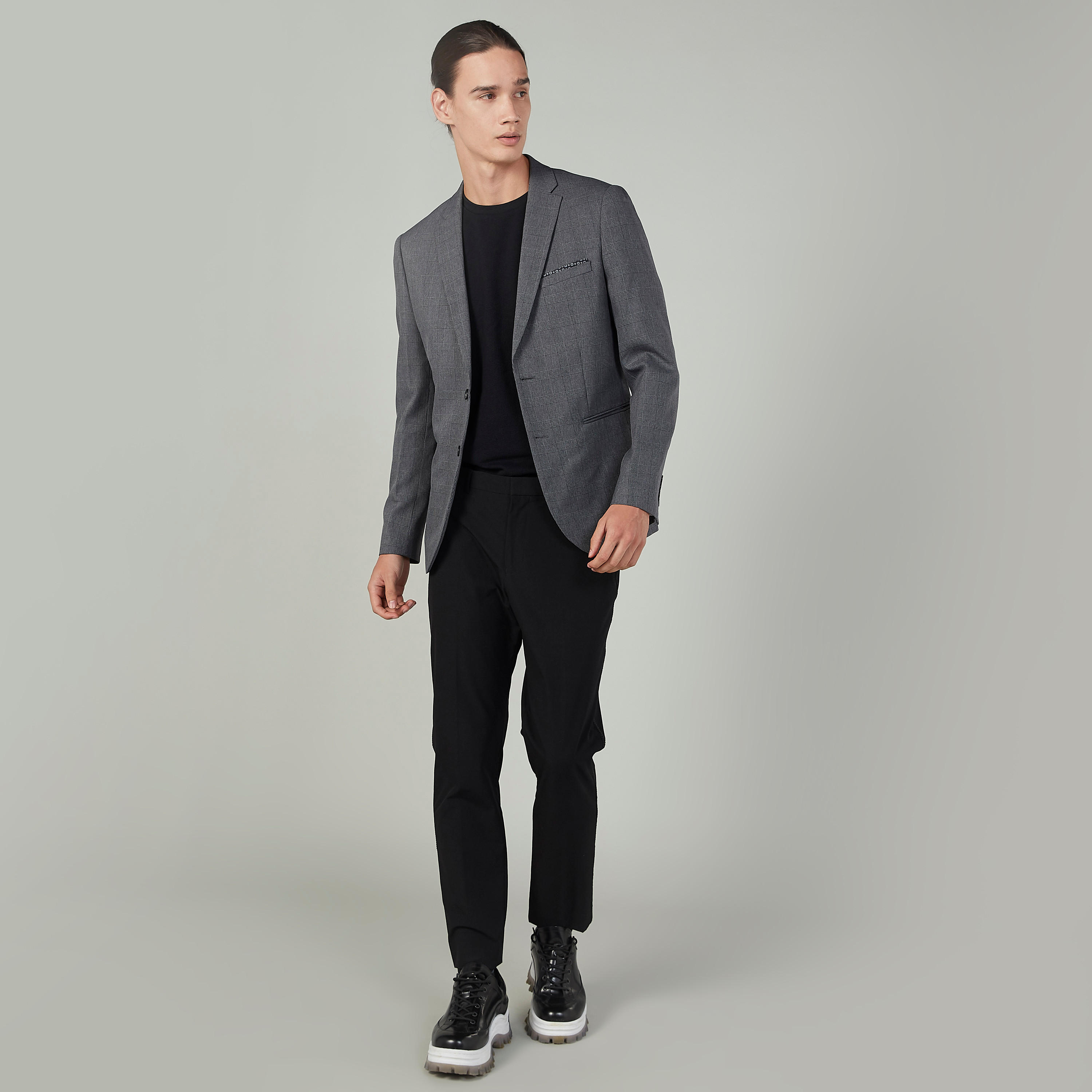 Slim Fit Textured Blazer with Notched Lapel and Long Sleeves-men-winterwear-jacketsandblazers-image-2