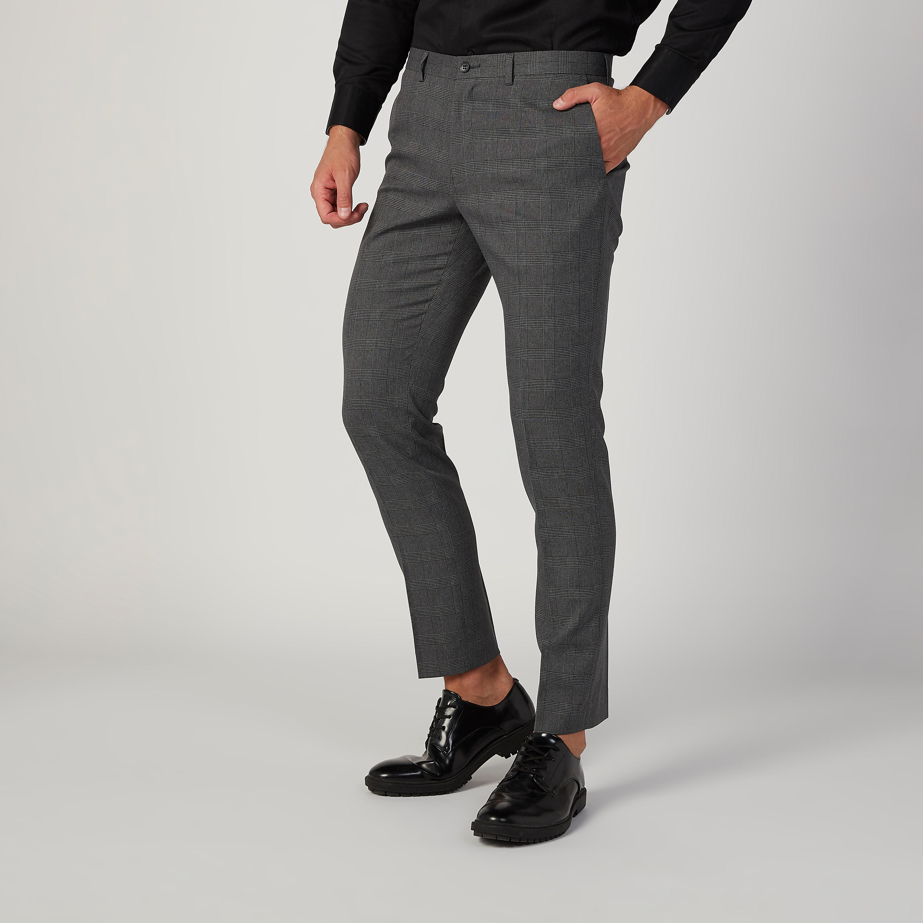 بنطلون سليم فيت بارز الملمس بخصر متوسط الارتفاع وزر إغلاق-men-clothing-bottoms-trousersandchinos-trousers-image-1