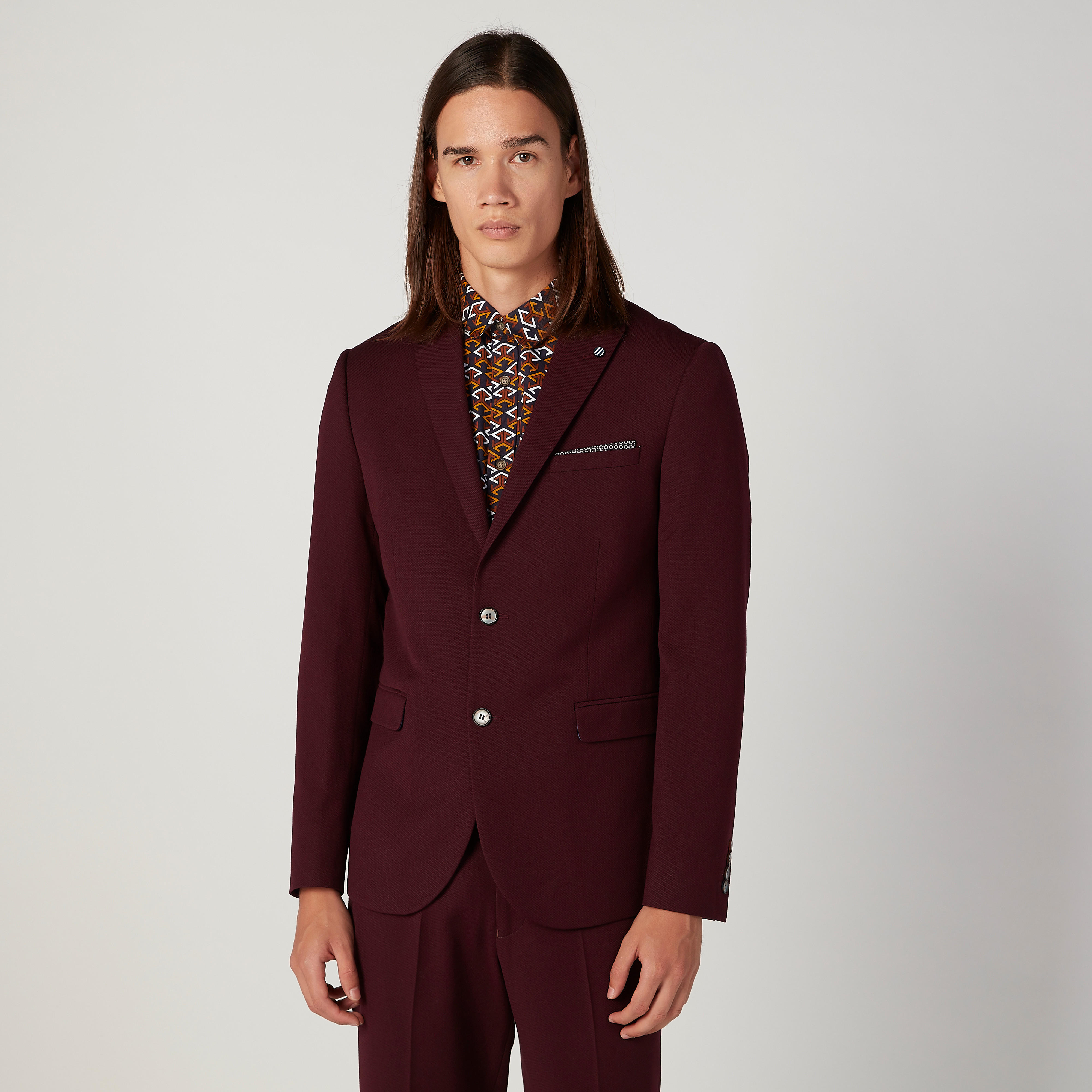 Slim Fit Textured Formal Jacket with Notched Lapel and Flap Pockets-men-winterwear-jacketsandblazers-image-1