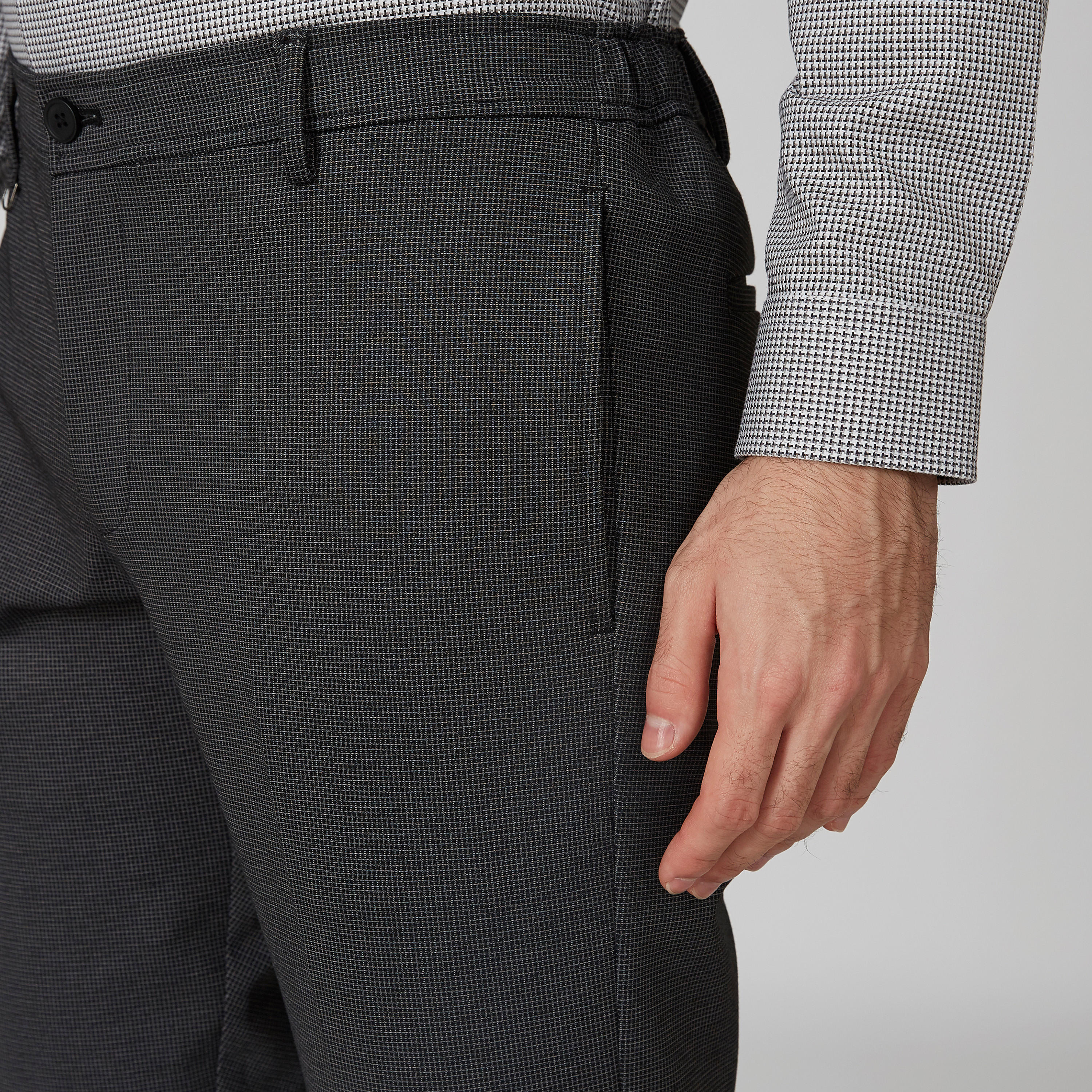 بنطلون رسمي سكيني كاروهات بخصر متوسط الارتفاع وجيوب-men-clothing-bottoms-trousersandchinos-trousers-image-5