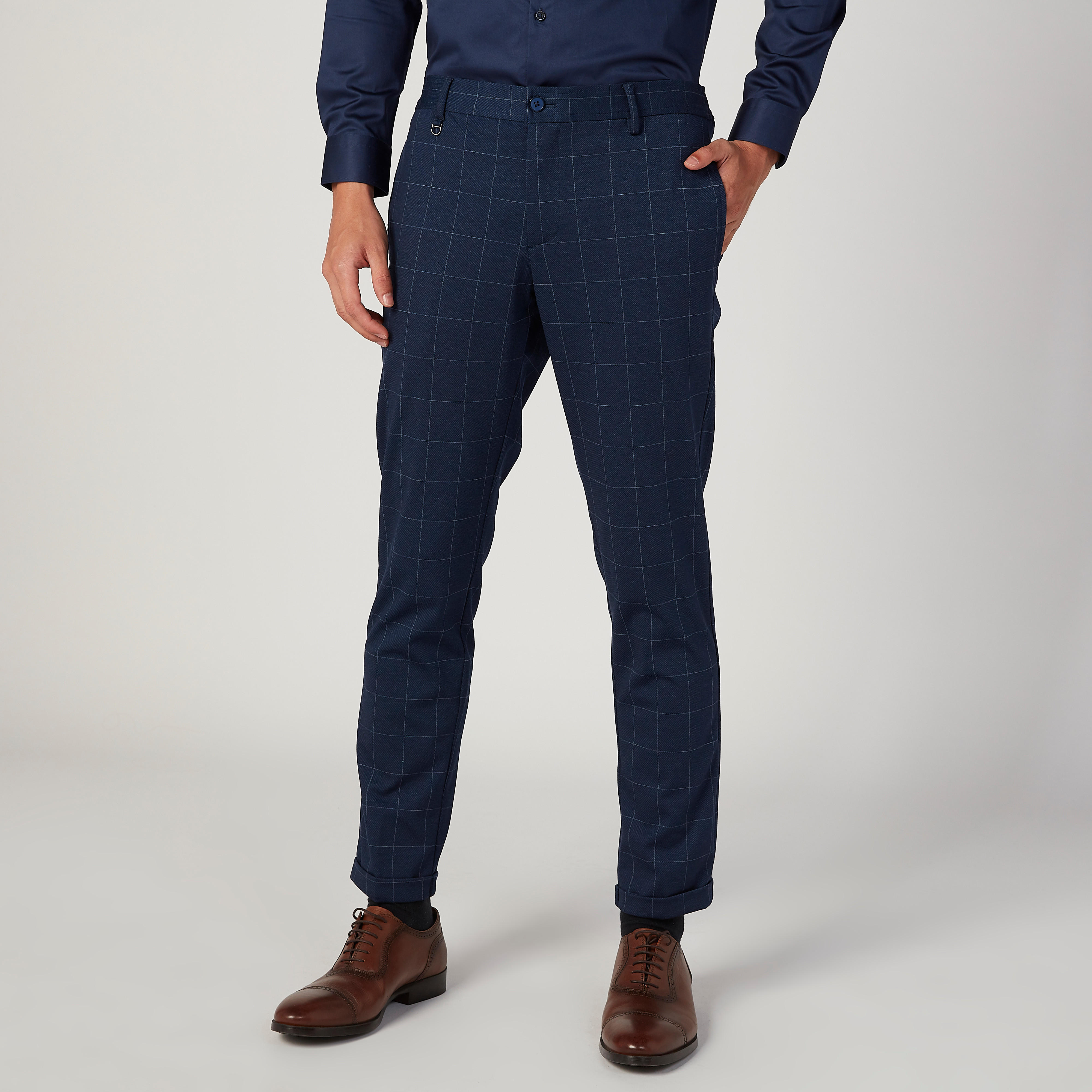 Skinny Fit Full Length Chequered Mid Waist Pants with Pocket Detail-men-clothing-bottoms-trousersandchinos-trousers-image-1