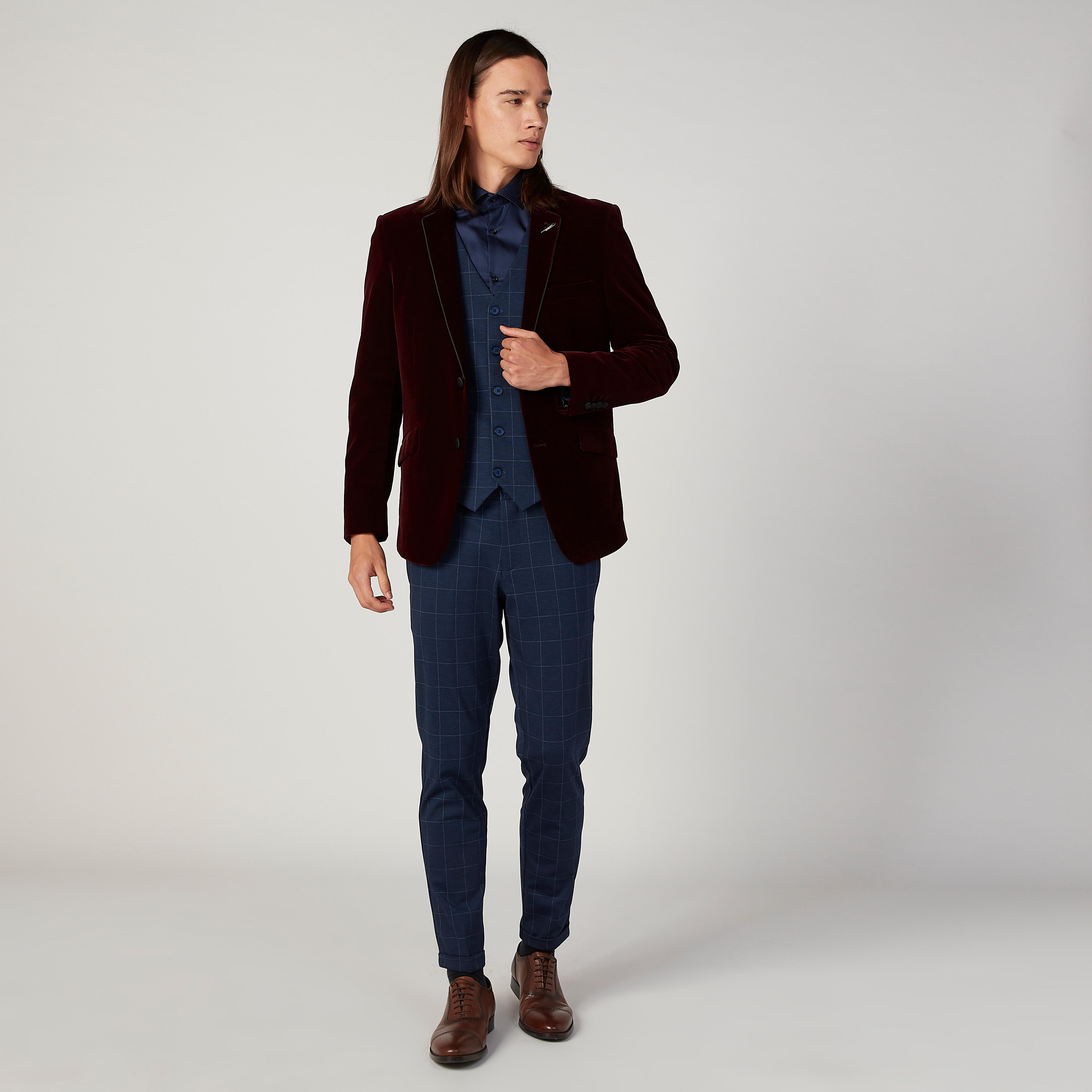 Skinny Fit Full Length Chequered Mid Waist Pants with Pocket Detail-men-clothing-bottoms-trousersandchinos-trousers-image-2