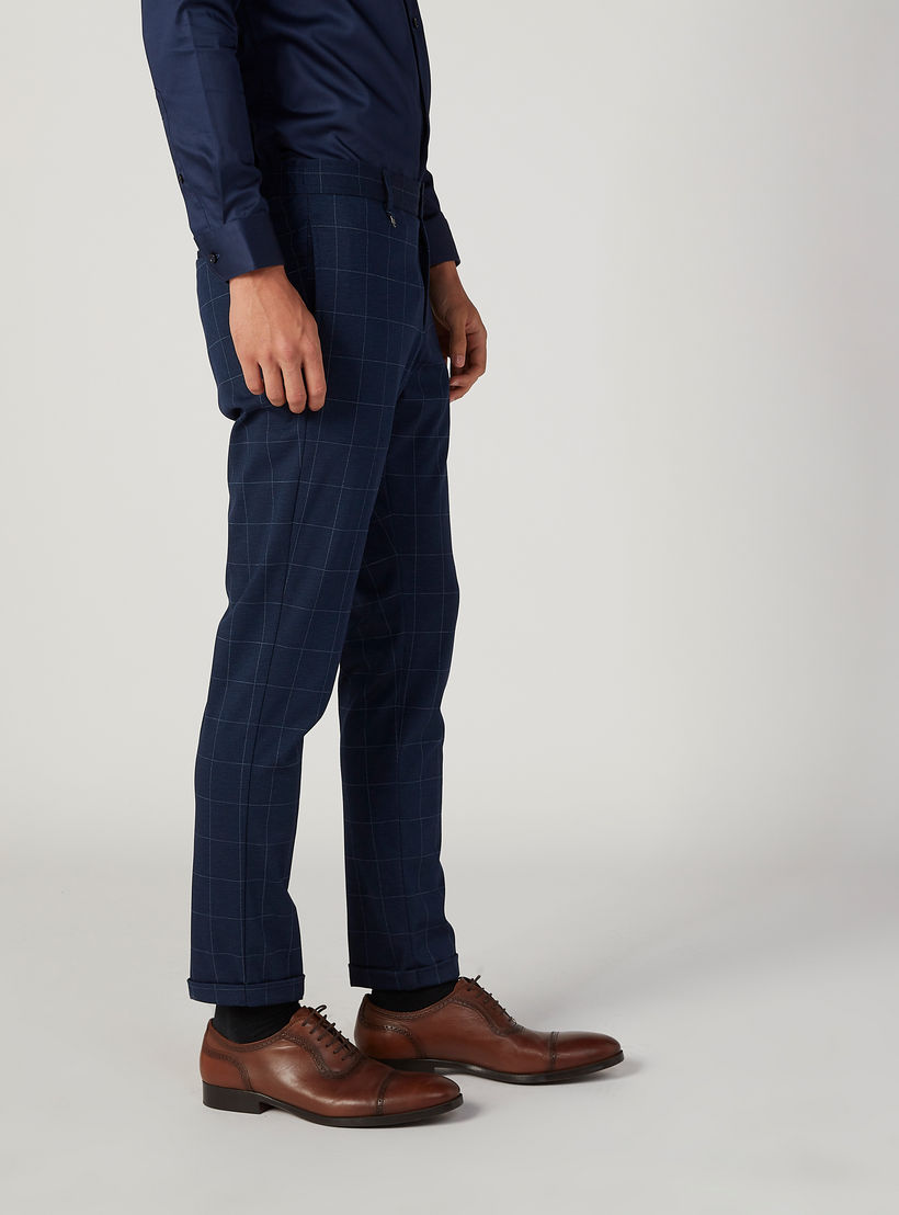Skinny Fit Full Length Chequered Mid Waist Pants with Pocket Detail-men-clothing-bottoms-trousersandchinos-trousers-image-5