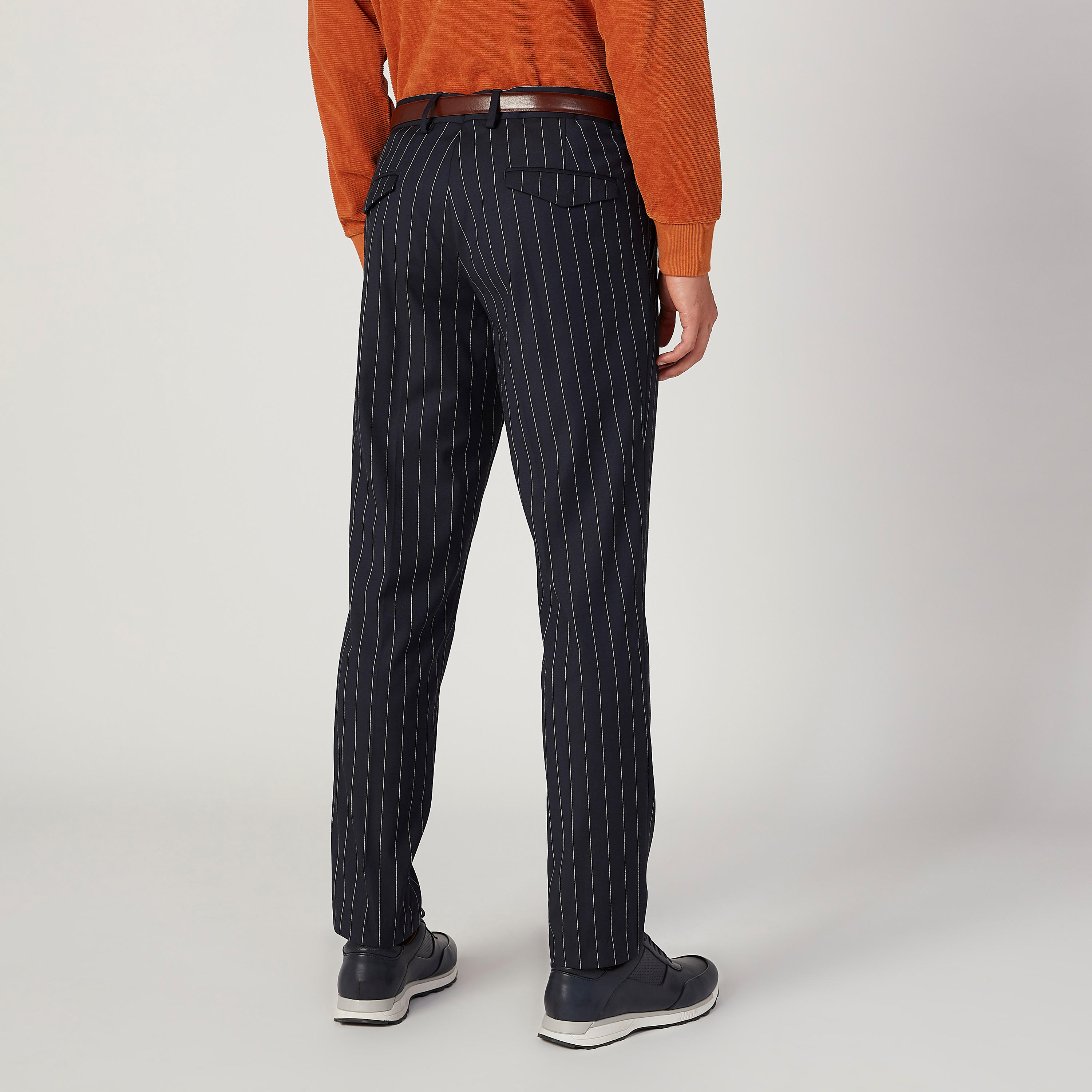 بنطلون سليم مقلّم بخصر متوسط الارتفاع وجيوب-men-clothing-bottoms-trousersandchinos-trousers-image-4