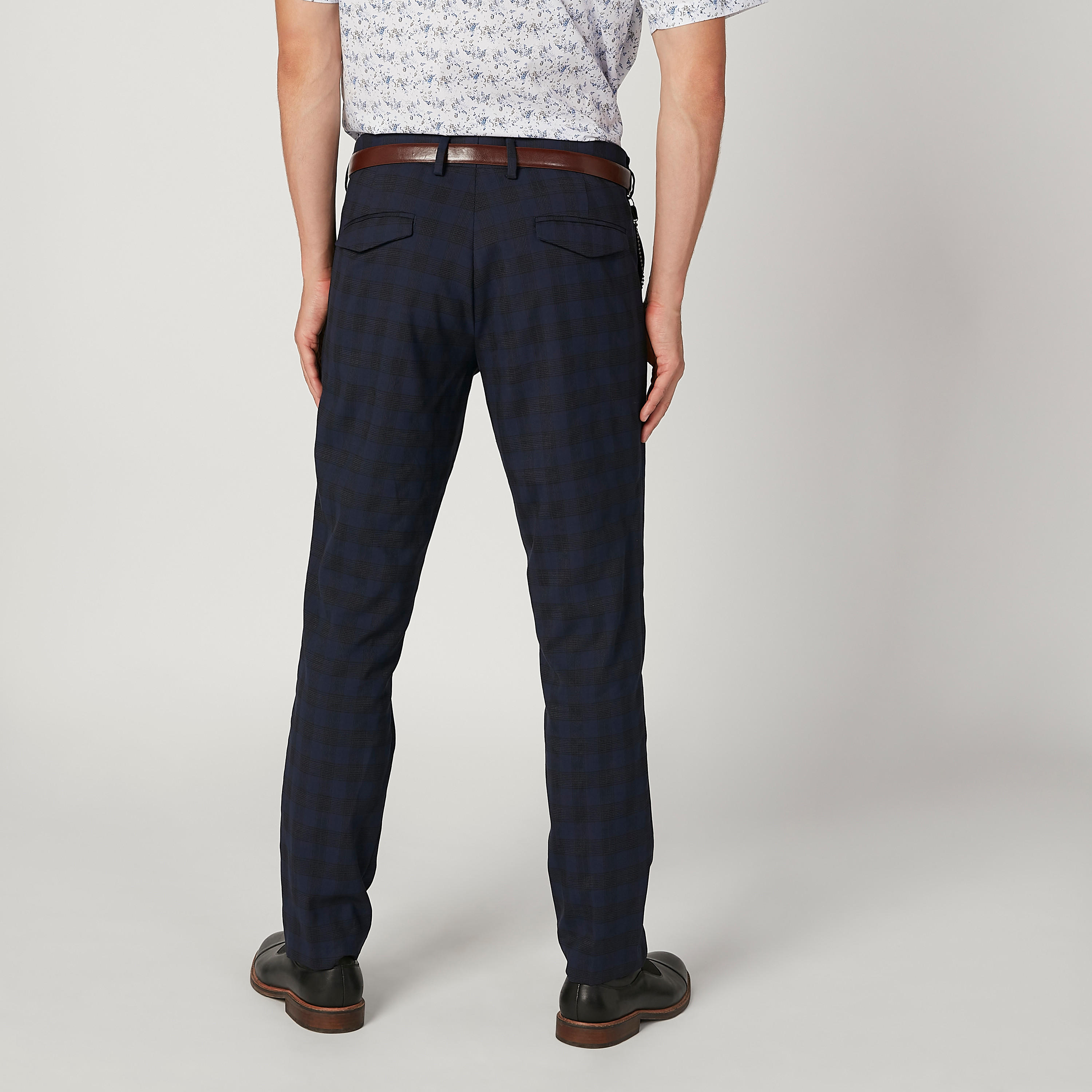 Slim Fit Full Length Chequered Mid Waist Trousers with Pocket Detail-men-clothing-bottoms-trousersandchinos-trousers-image-4