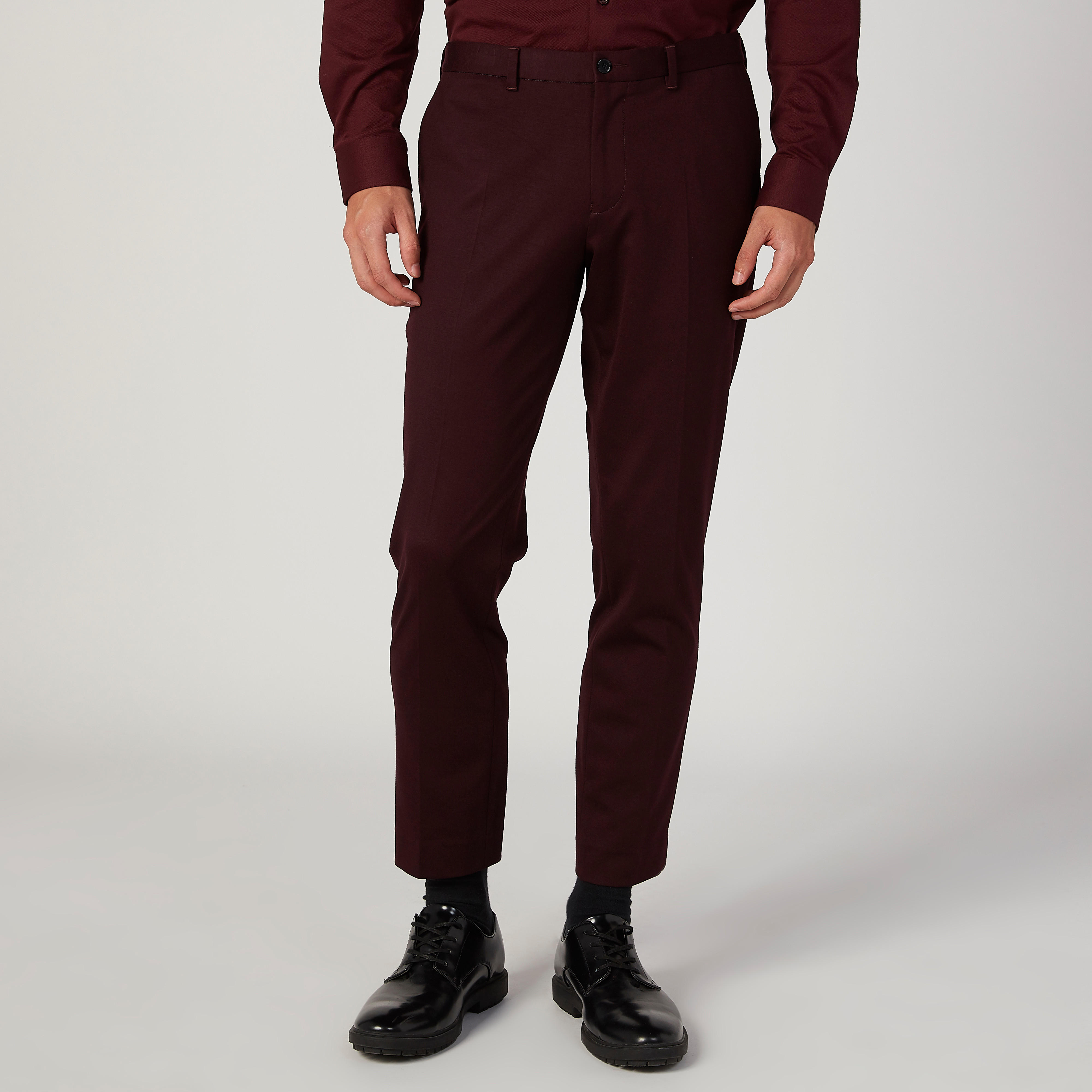 Slim Fit Full Length Plain Mid Waist Trousers with Pocket Detail-men-clothing-bottoms-trousersandchinos-trousers-image-1