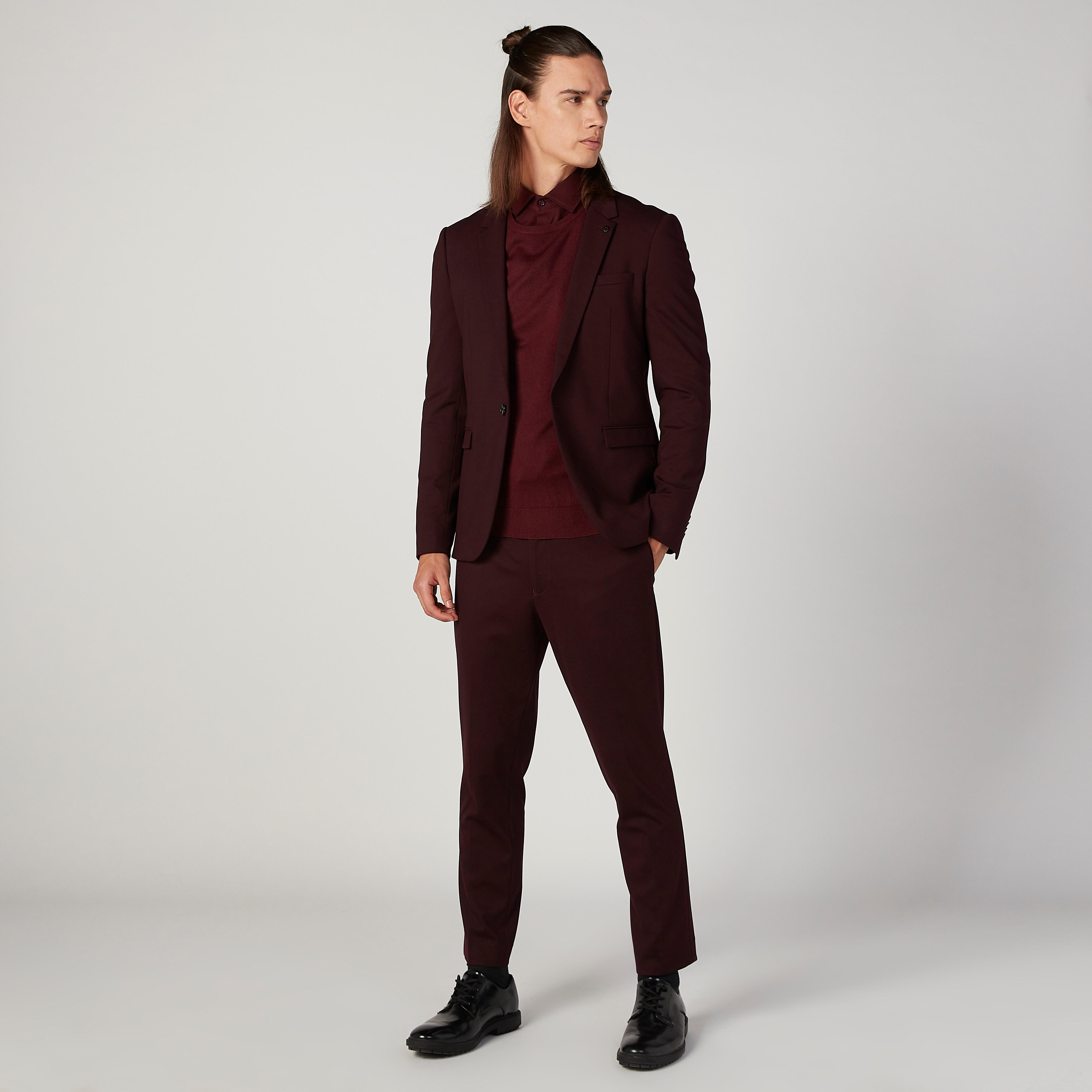 Slim Fit Full Length Plain Mid Waist Trousers with Pocket Detail-men-clothing-bottoms-trousersandchinos-trousers-image-2