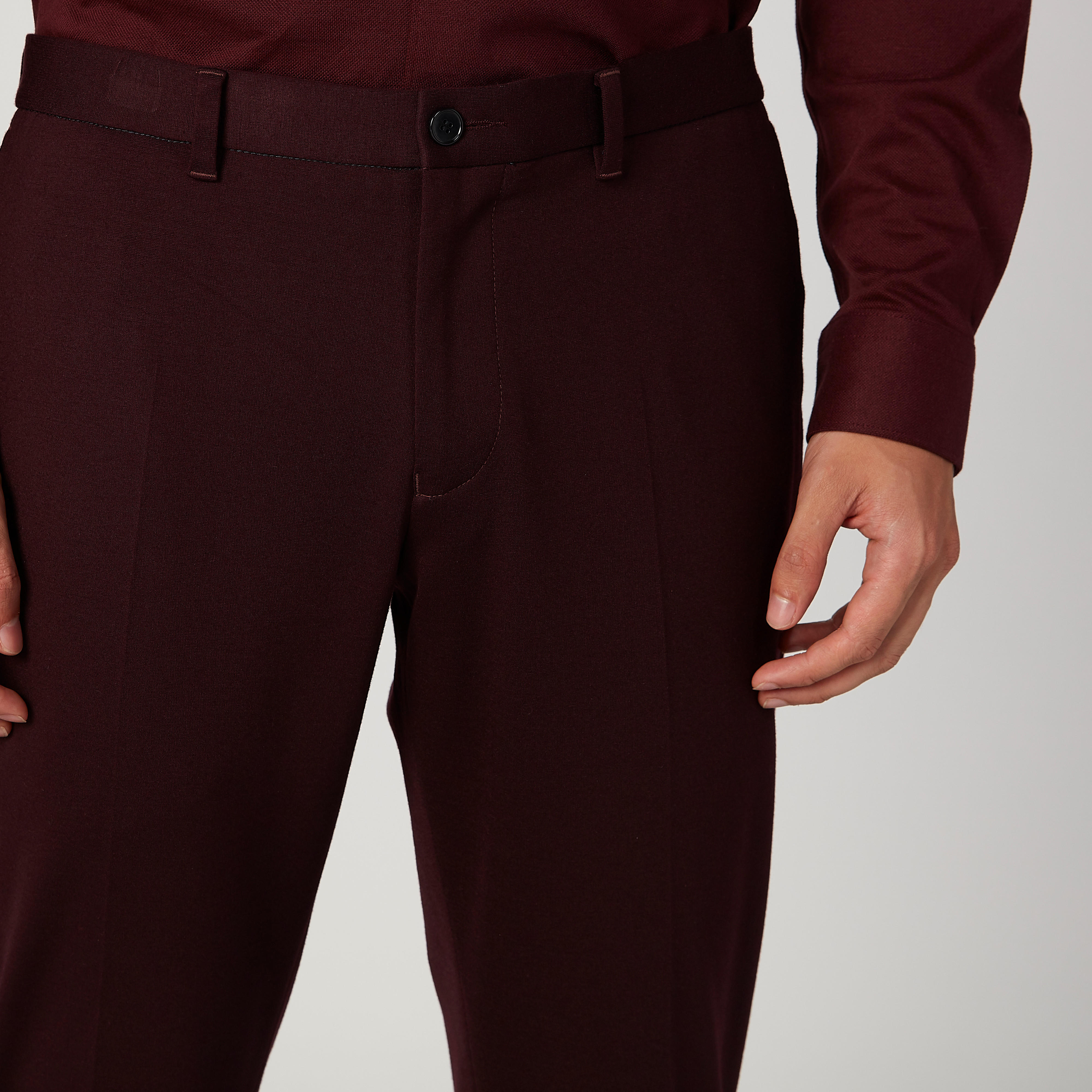 Slim Fit Full Length Plain Mid Waist Trousers with Pocket Detail-men-clothing-bottoms-trousersandchinos-trousers-image-3