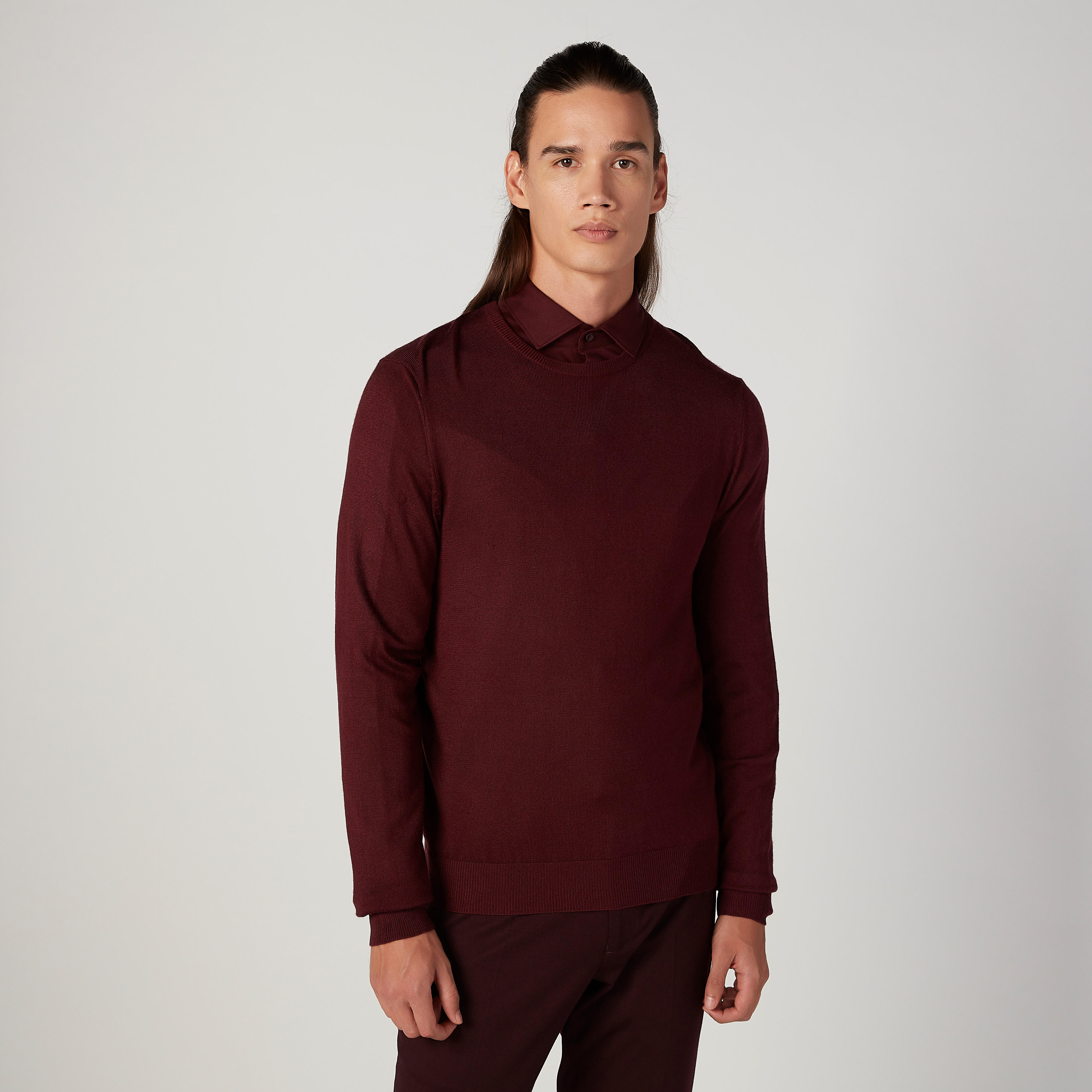 Slim Fit Textured Sweater with Round Neck and Long Sleeves-men-clothing-sweatersandpullovers-image-1