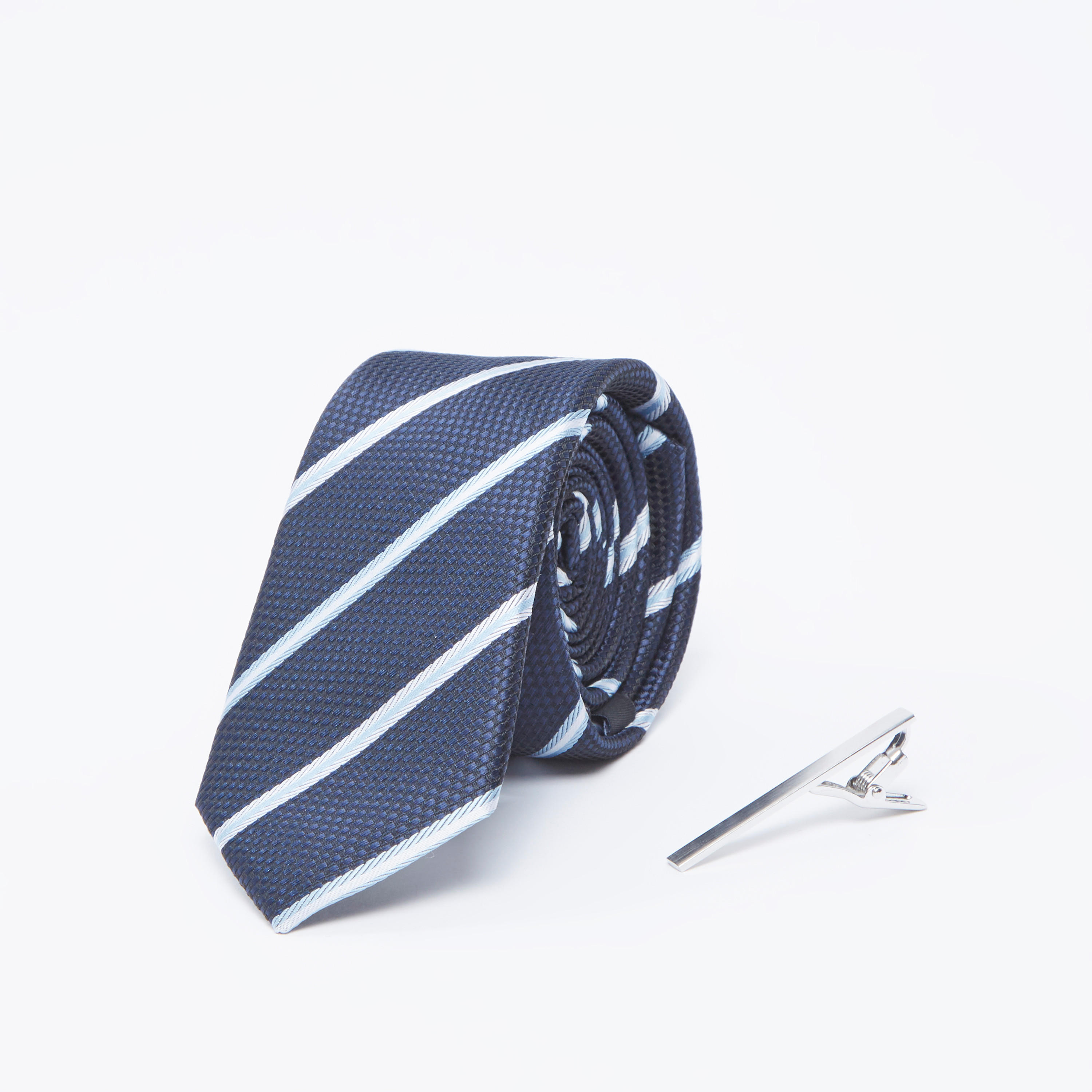 Striped Regular Necktie with Keeper Loop-men-tiesandcufflinks-pocketsquares-image-1
