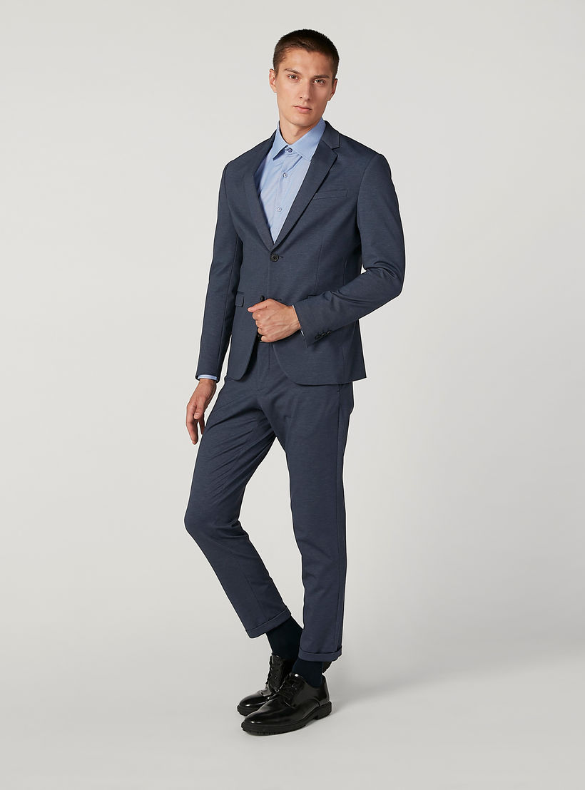 بنطلون رسمي سكيني بارز الملمس بخصر متوسط الارتفاع وجيوب-men-clothing-bottoms-trousersandchinos-trousers-image-2